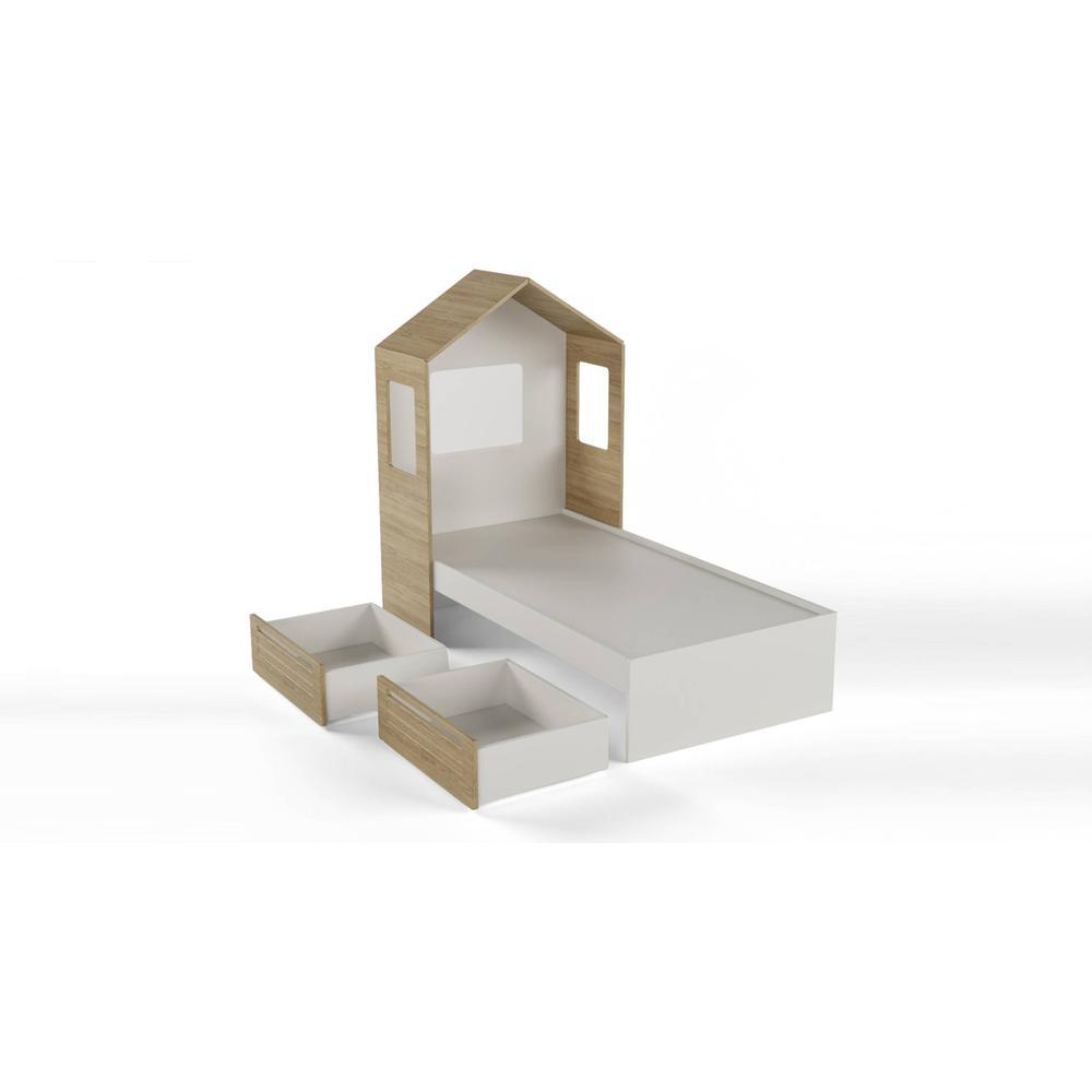 Pine Engineered Wood Box Storage Bed in Oak Colour