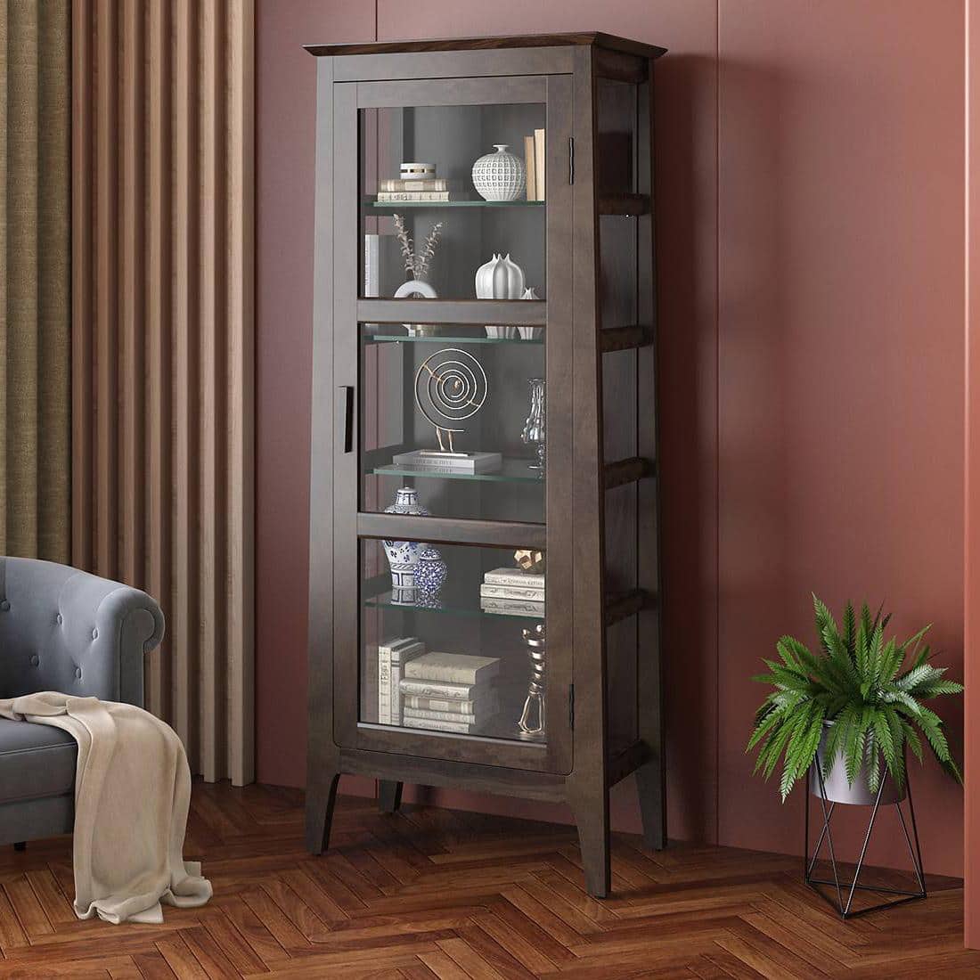 Satori Solid Wood Bookshelf in American Walnut Finish