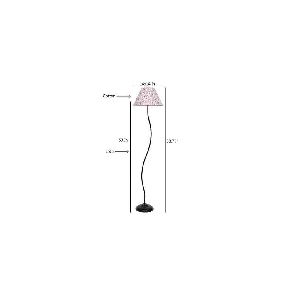 Calvin Multicolour Fabric Floor Lamp with Black Iron Base