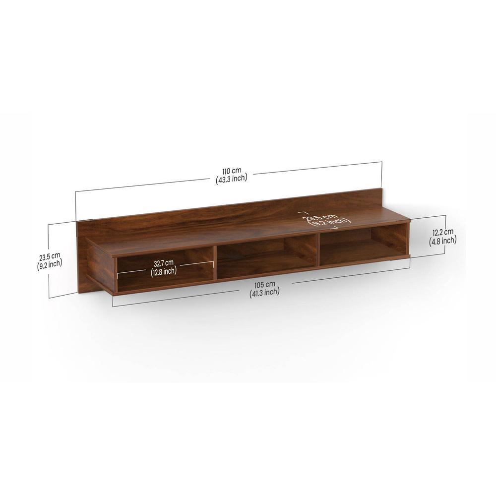 Coober Engineering Wood Wall Mount TV Entertainment Unit Set Top Box Stand/TV Cabinet with Shelves for Books & Décor Display Unit Large Upto 42 Inches (Brown Maple)