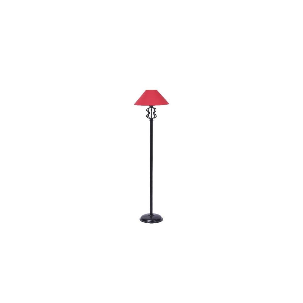 Ridge Red Fabric Floor Lamp with Black Iron Base