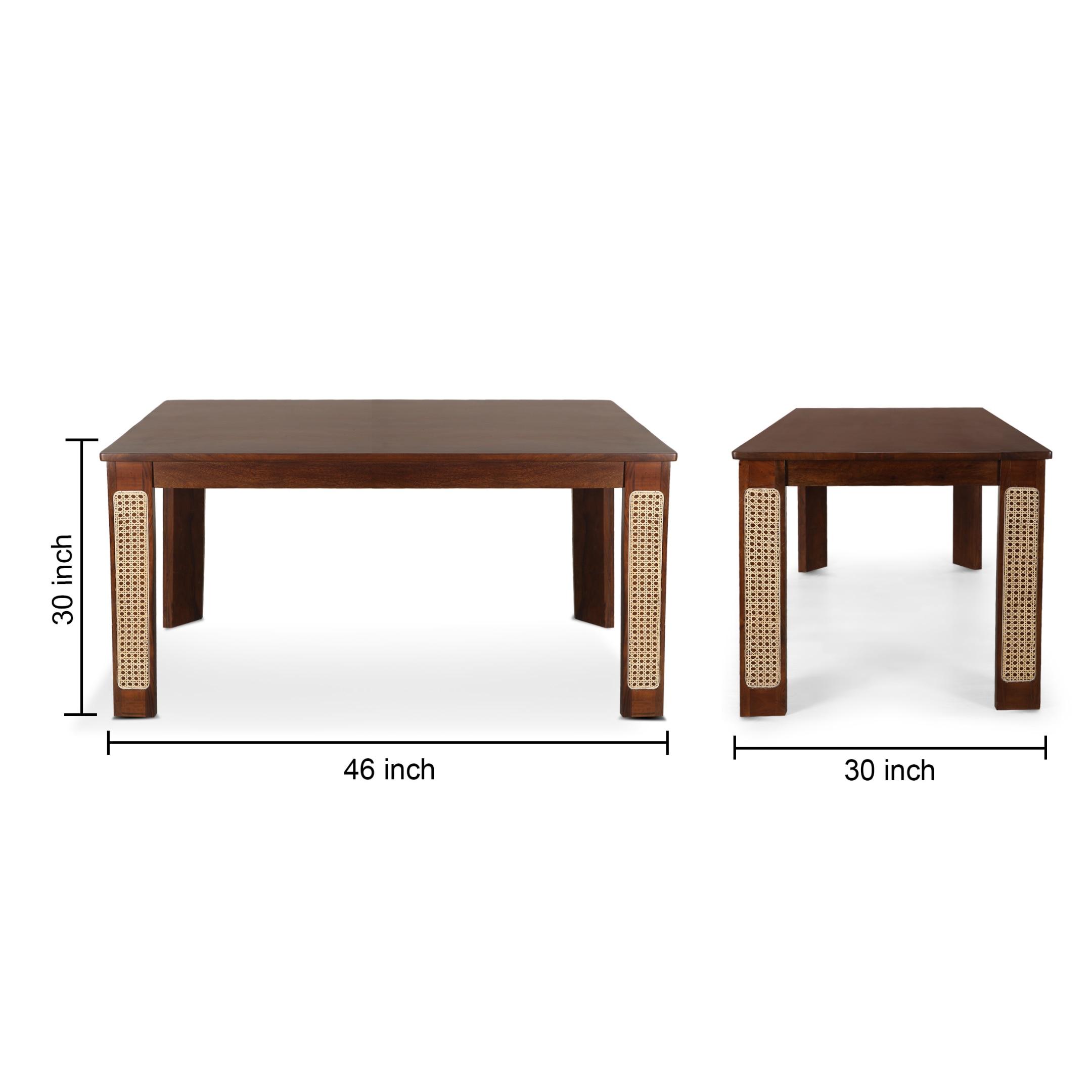 Globally Indian Sheesham Wood  6 Seater Dining Table Set With 6 Cushioned Cane Armchairs – Beige Color
