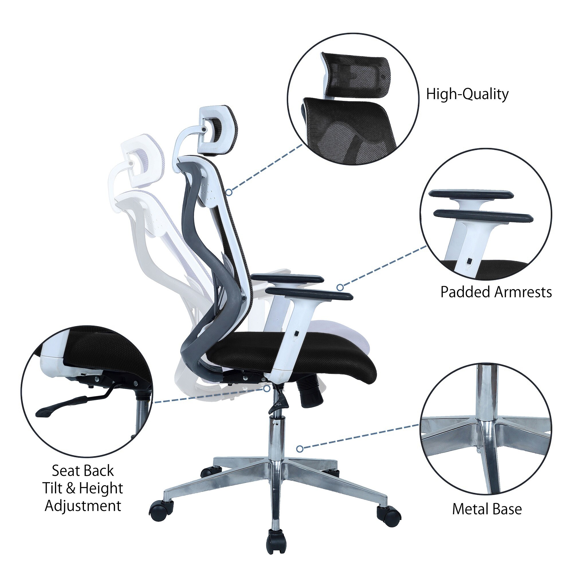 Wiweangs High Back Ergonomic Chair in Black Colour