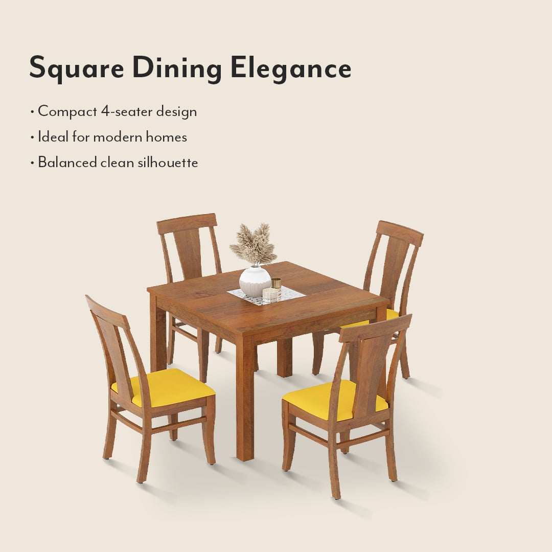 Brighton Square 4 Seater Dining Table With Fabio Dining Chair Set