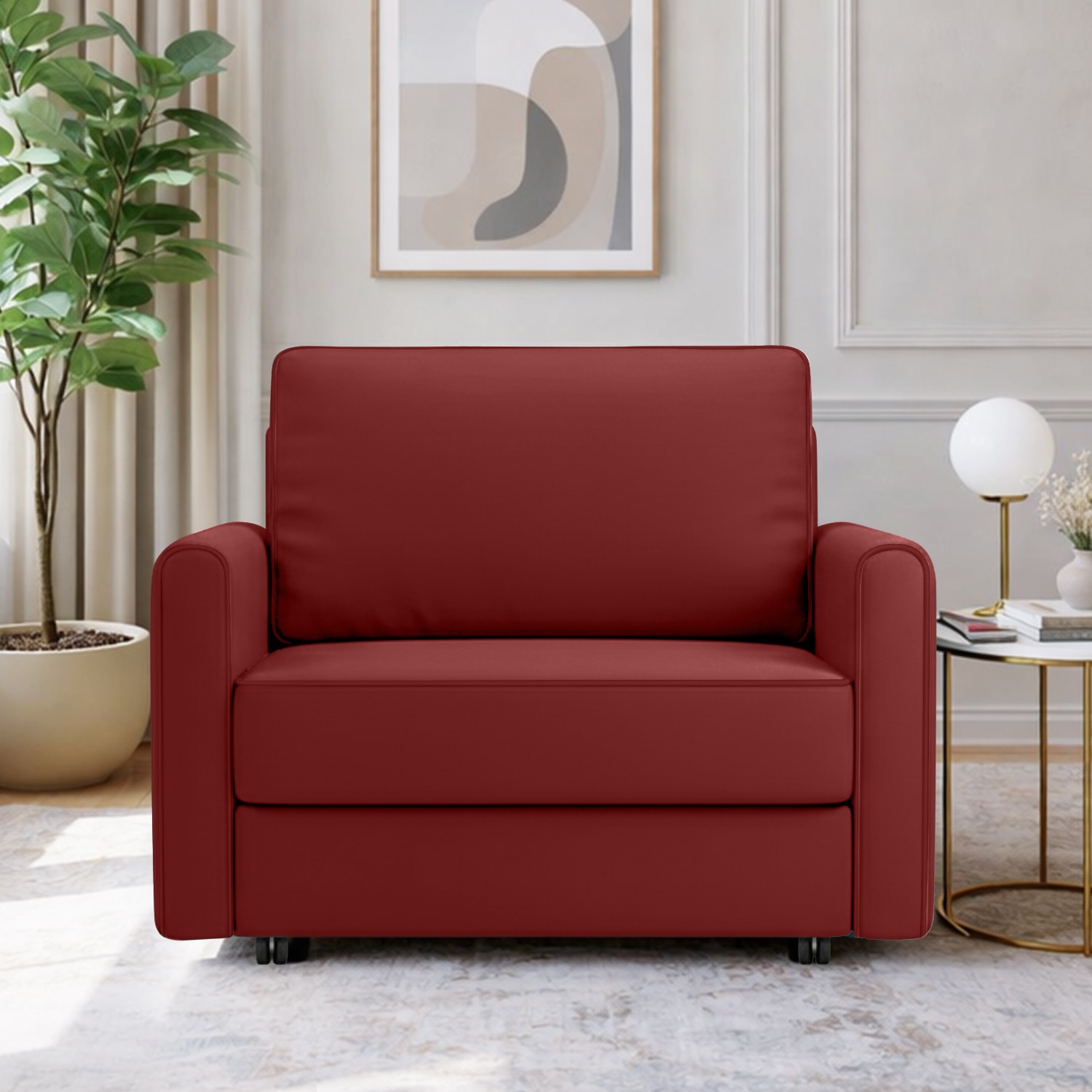 Flycon Pull Out Sofa cum Bed in Pink Colour