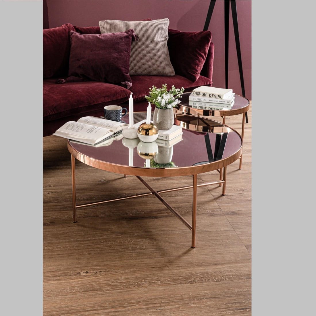 Scandinavian Xander Large Coffee Table Copper Finish - Nestnordic