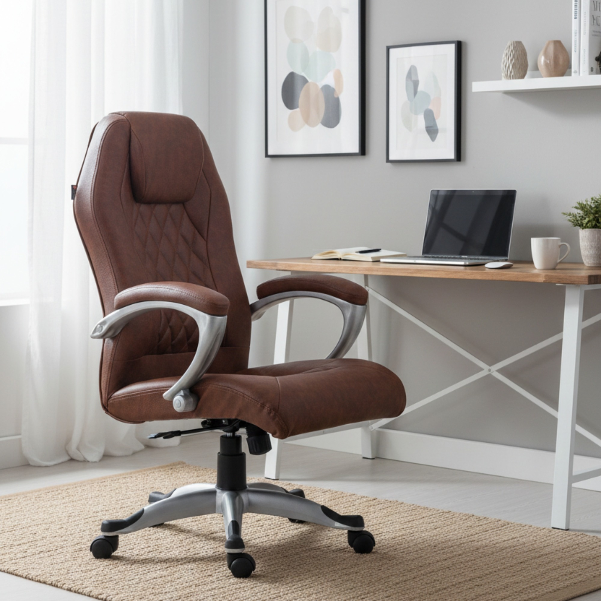 Classic High Back Executive Revolving Chair In Tan - Adiko Systems