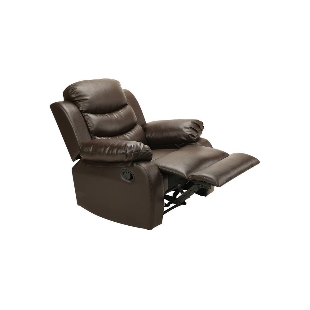 Shine Leatherette One Seater Manual Recliner in Brown Colour