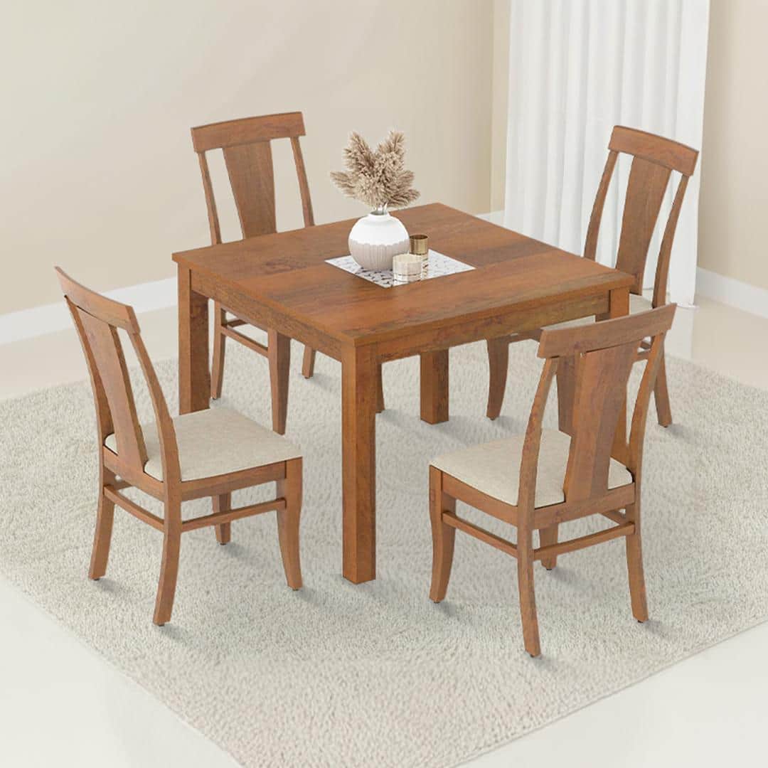 Brighton Square 4 Seater Dining Table With Set Of 4 Fabio Dining Chair