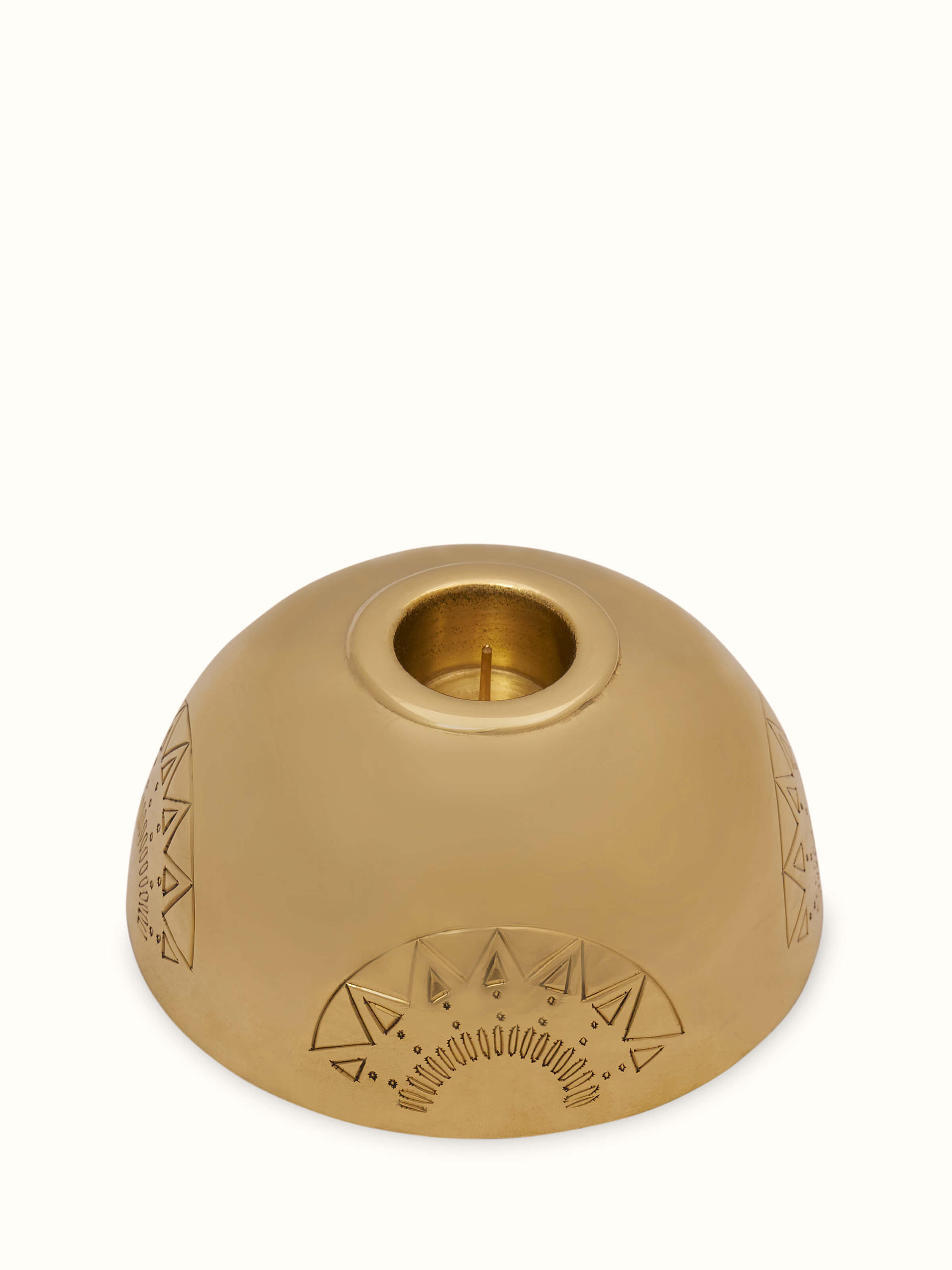 Front view of Brass Candle Stand in Green color, showcasing its elegant design and polished finish