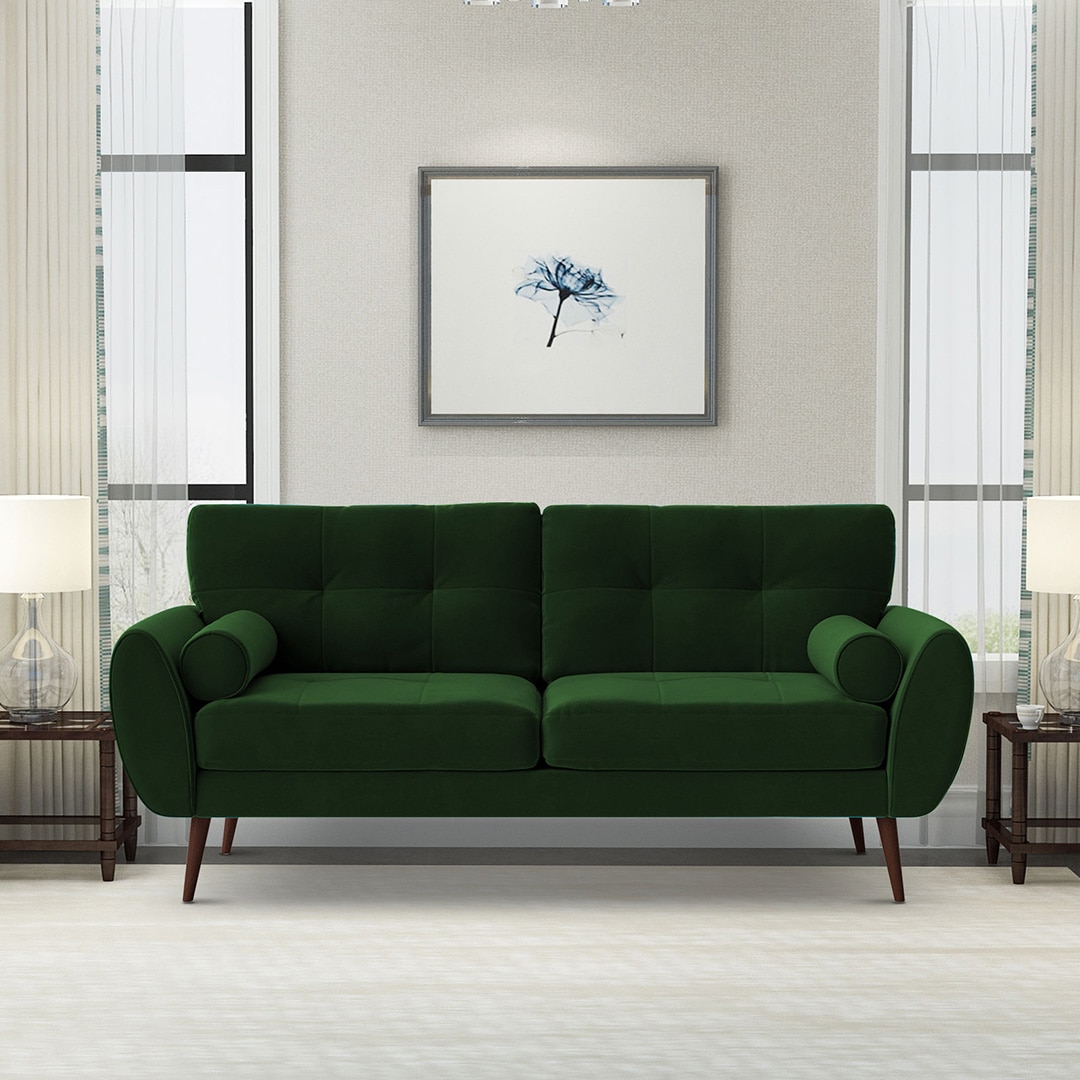 Faro Velvet 3 Seater Sofa in Green Colour