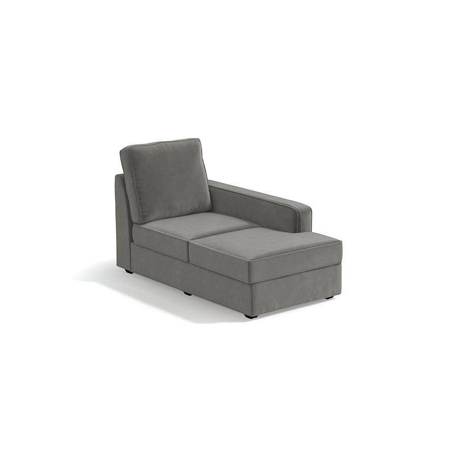 Apollo Compact Sofa (Colour : Ash Grey Velvet, Cushion : Hard, Back Type : High Back, Seating Capacity : Right Aligned 3 Seater + Right Aligned Chaise)
