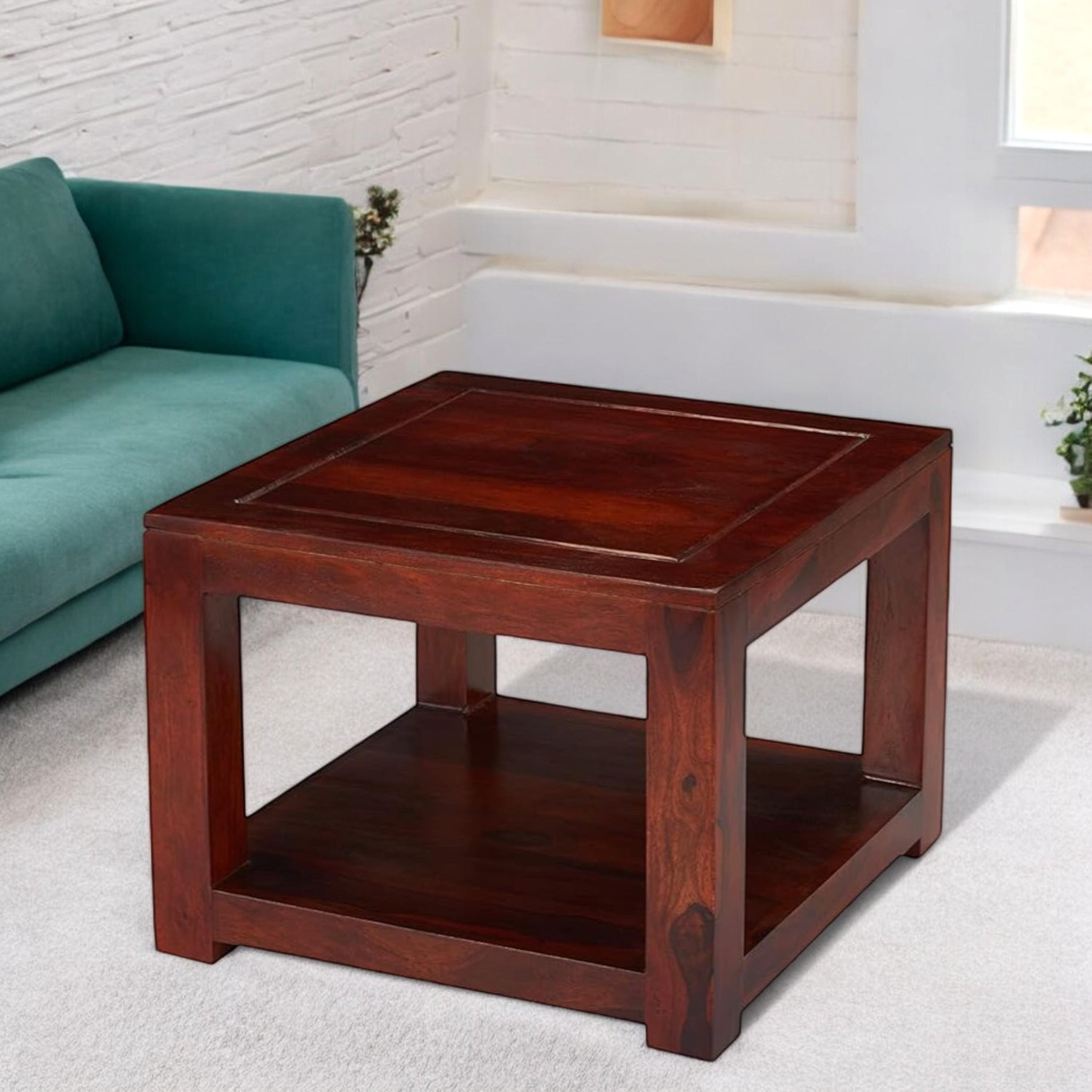 Lisbon Sheesham Wood Contemporary Square Coffee Table In Honey Finish