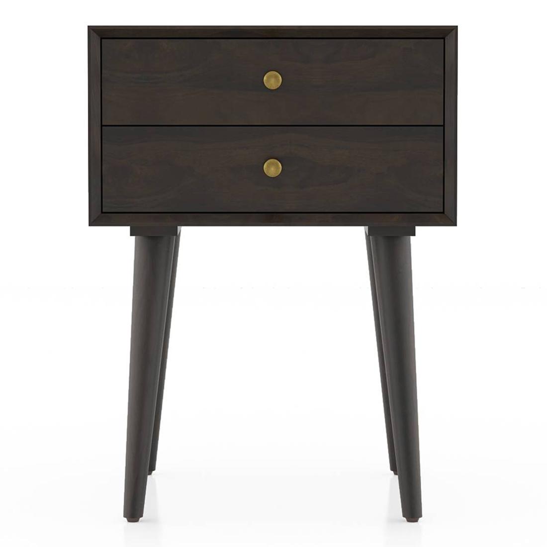 Denton Solid Wood Bedside Table in American Walnut Finish