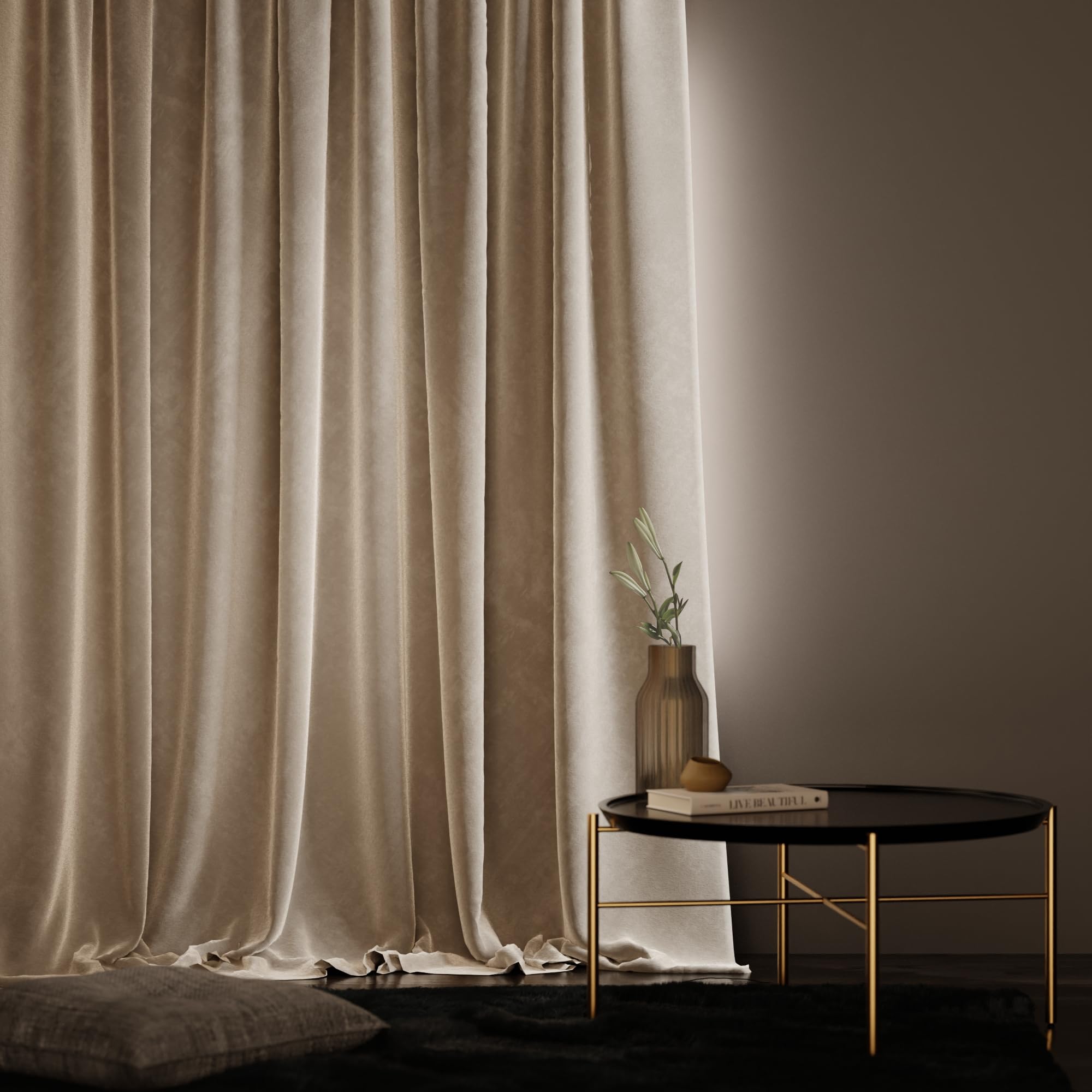 Stoa Paris Velvet Curtains for Window, Premium Dim-Out Curtain for Pack of 1, Date Night - Ivory Elegance - Stoa Paris