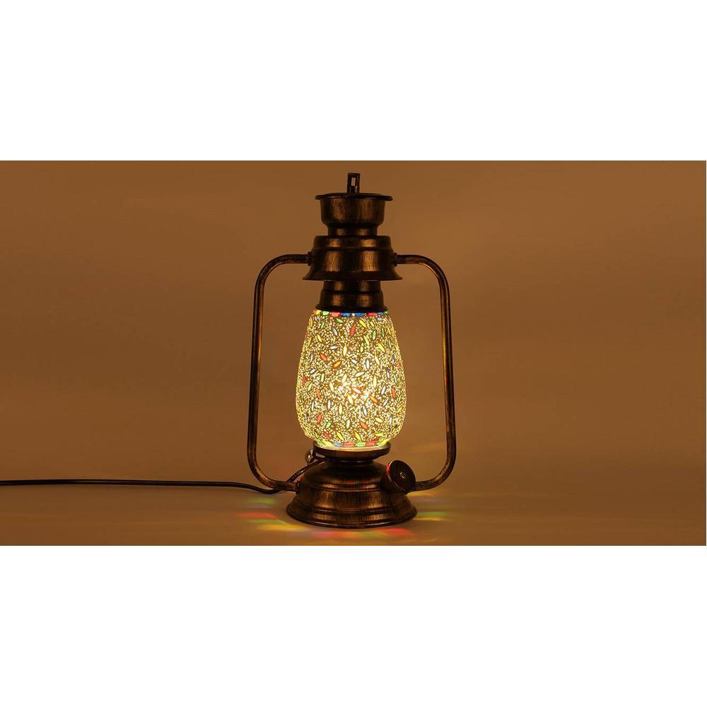 Bradford MultiColour Glass Lantern Table Lamp