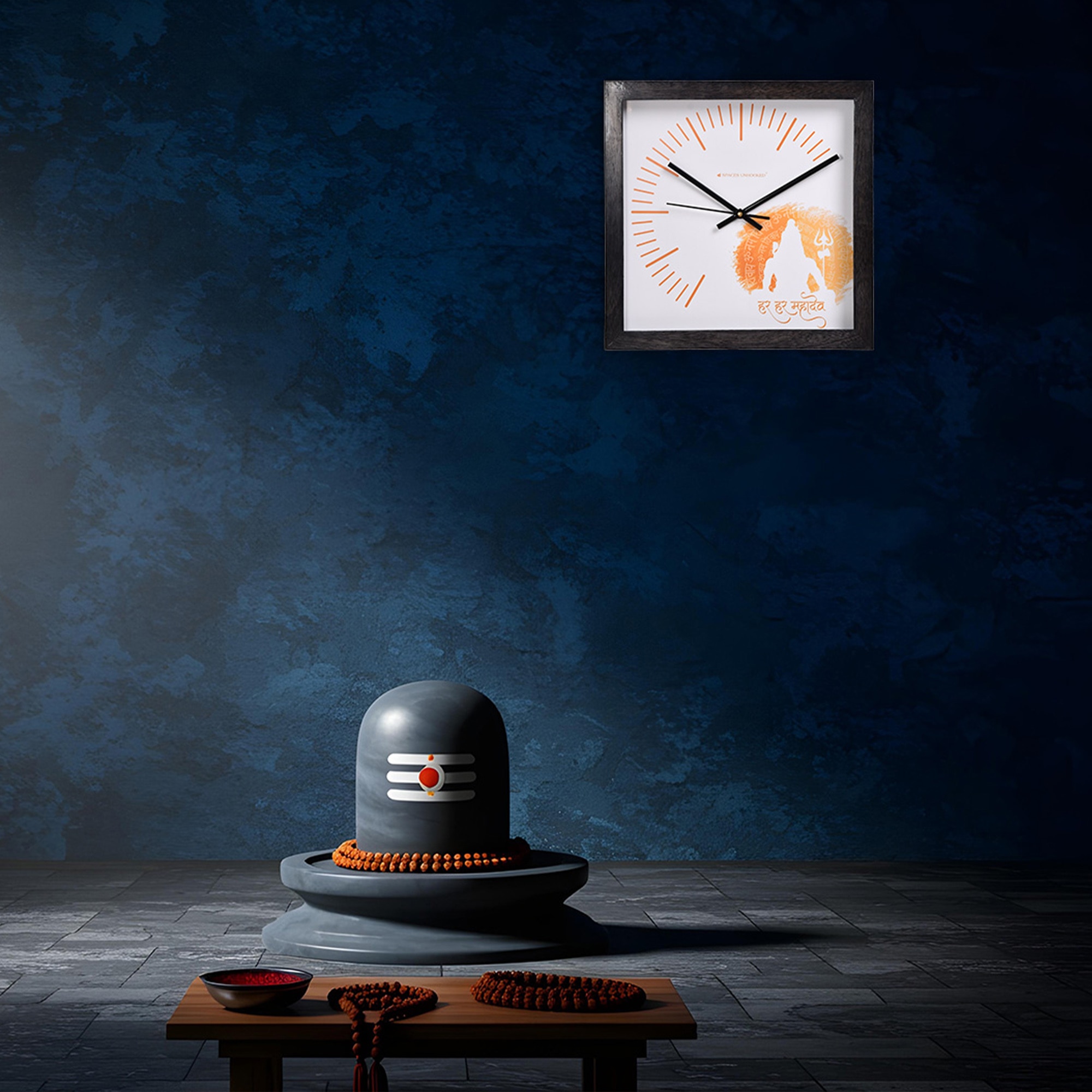 spaces unhoooked Har Har Mahadev Wooden Wall Clock with Spiritual Shiva Design-picture-19