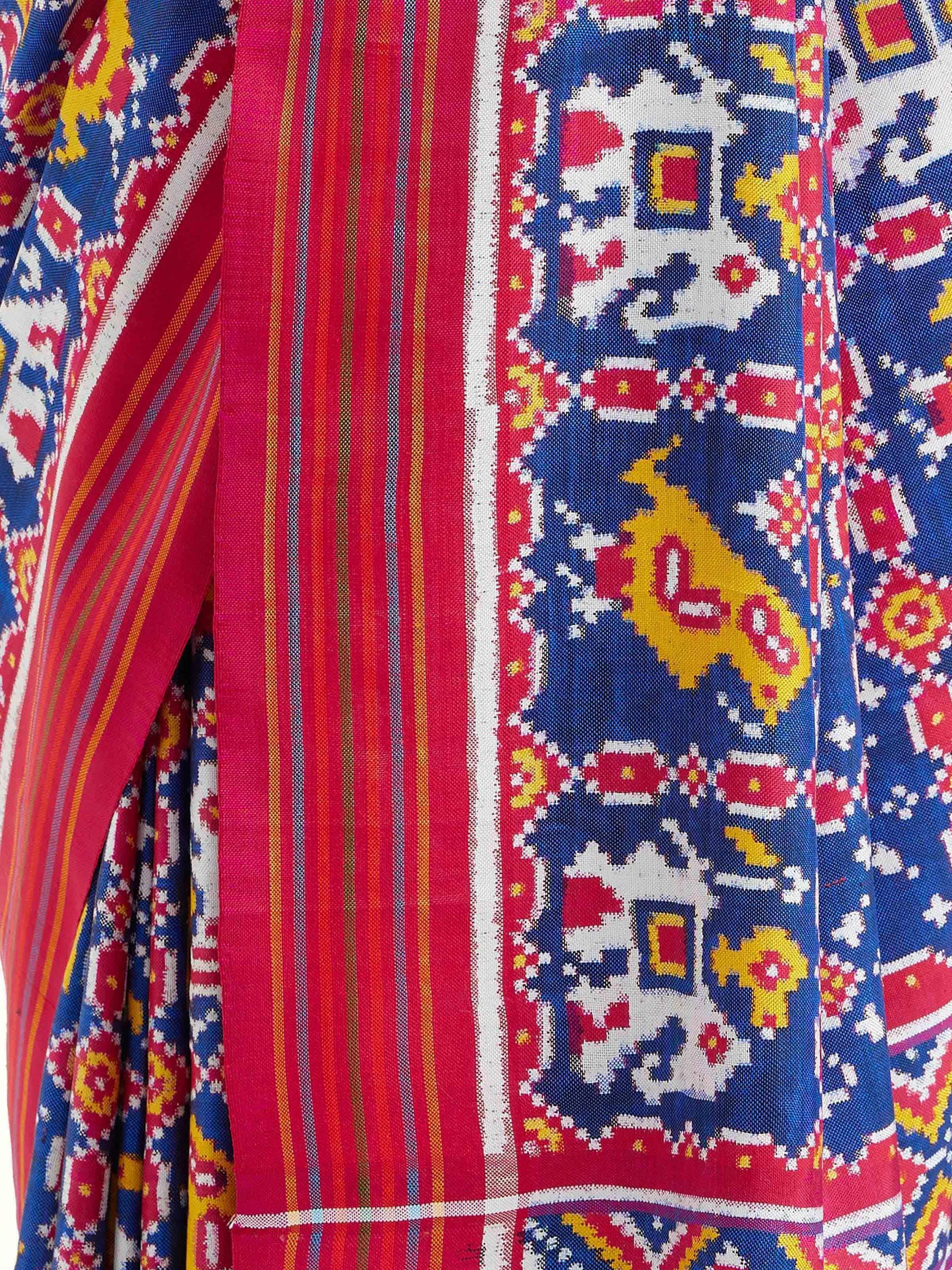 Dark Blue Mulberry Silk Patola Saree