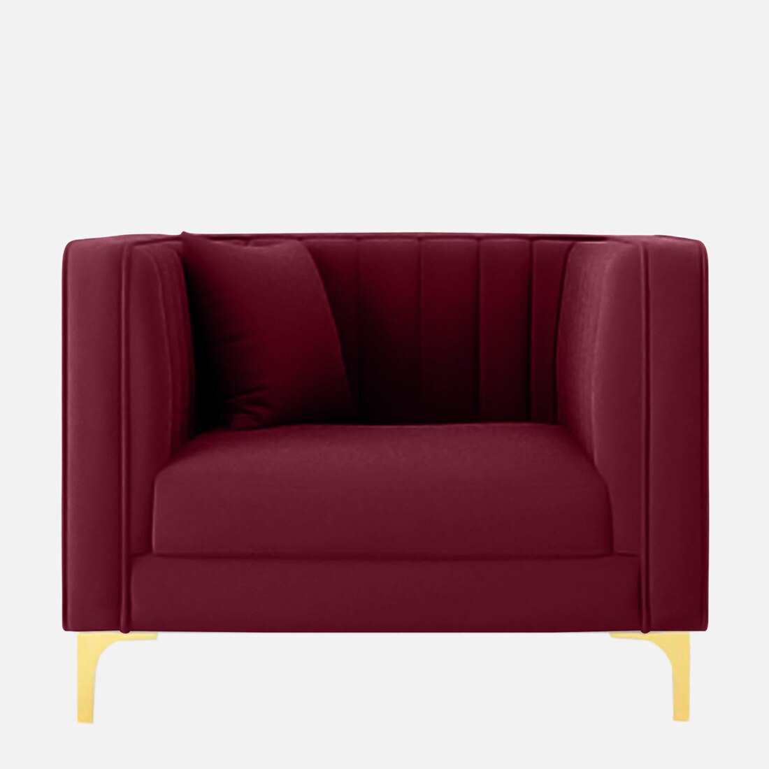 Texude Velvet 1 Seater Sofa in Maroon Colour