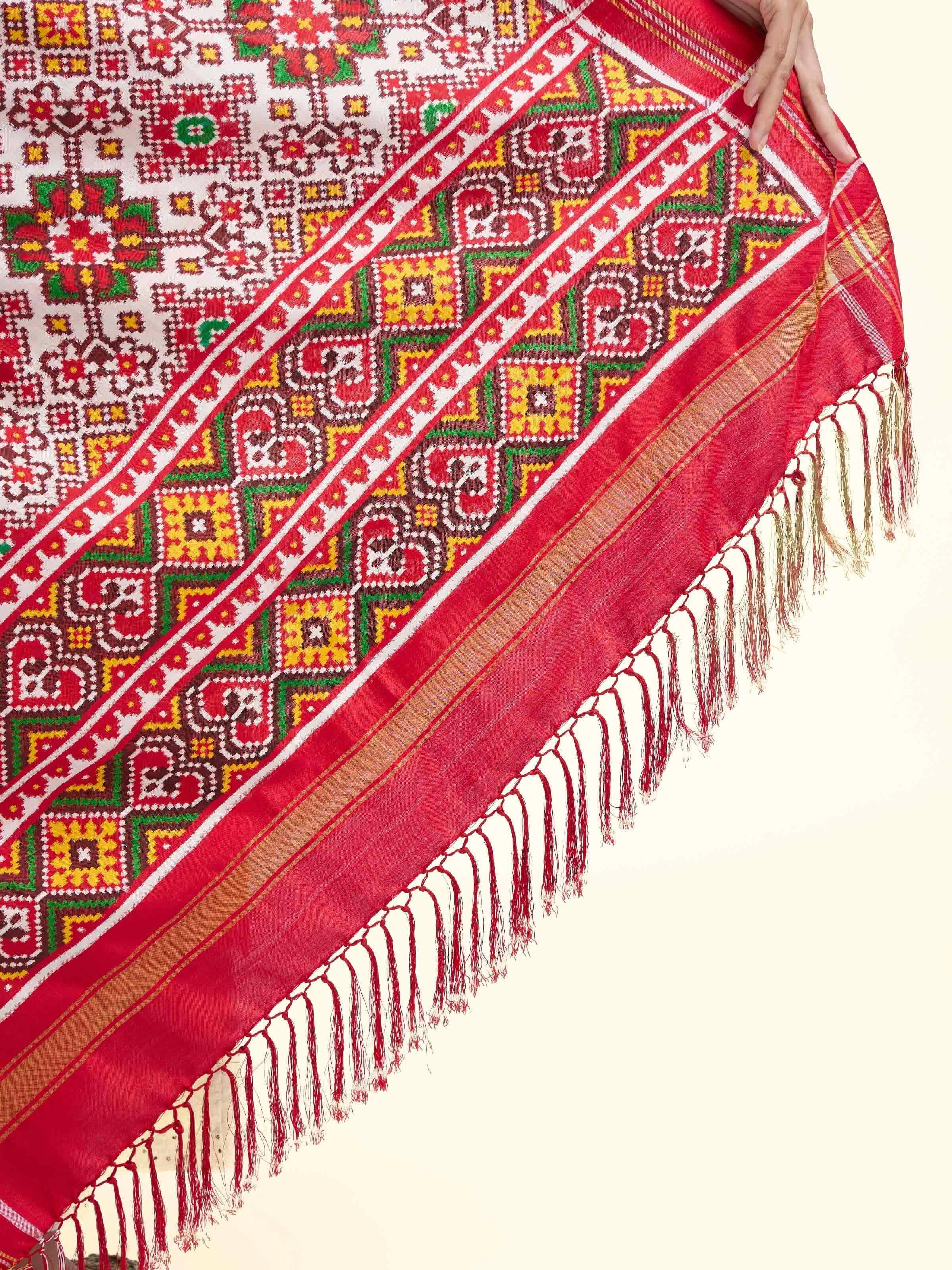 Pink Ikat Patan Patola Handwoven Dupatta