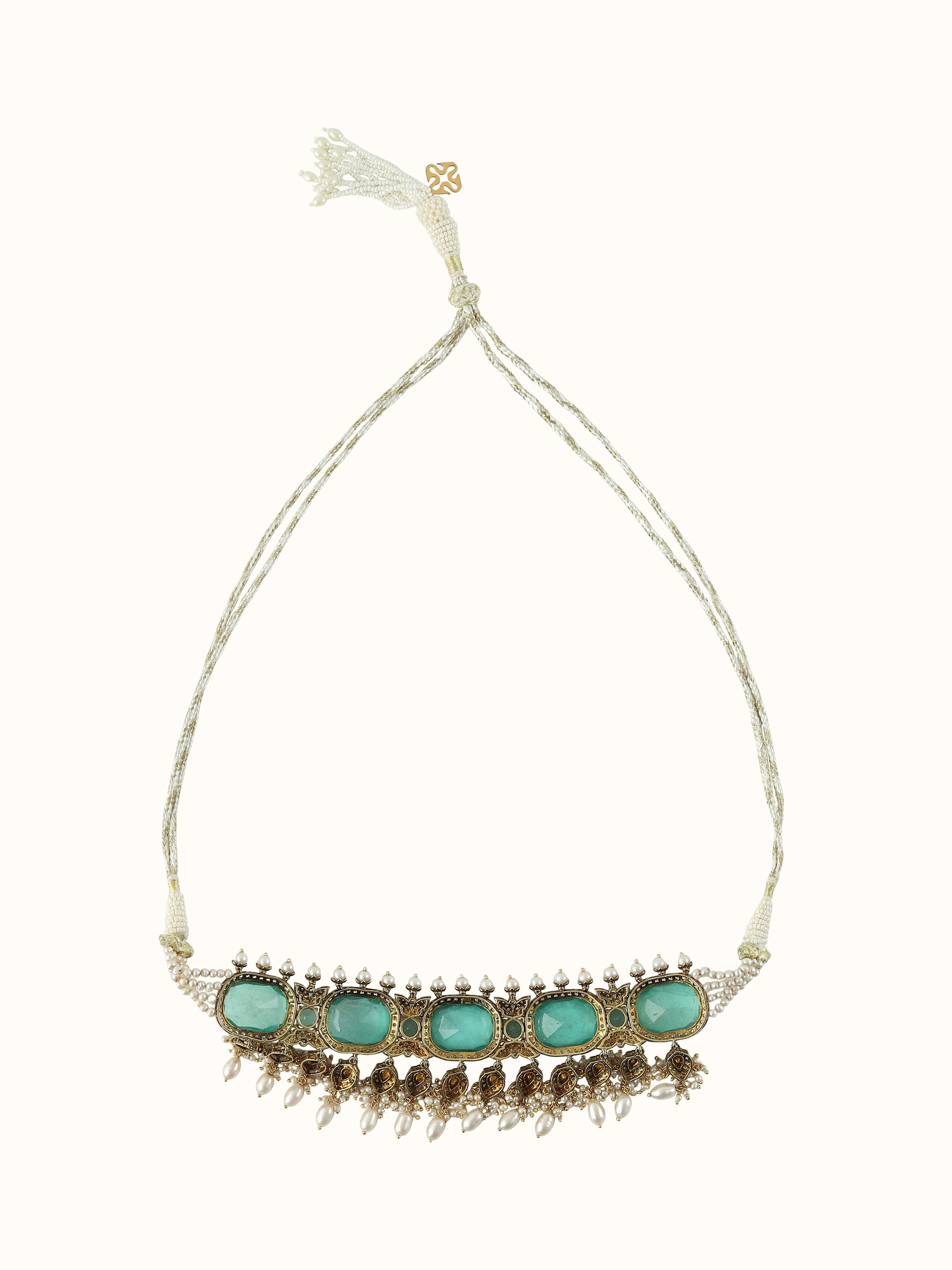 Back view of choker showing closure design and structure for adjustable wear.
