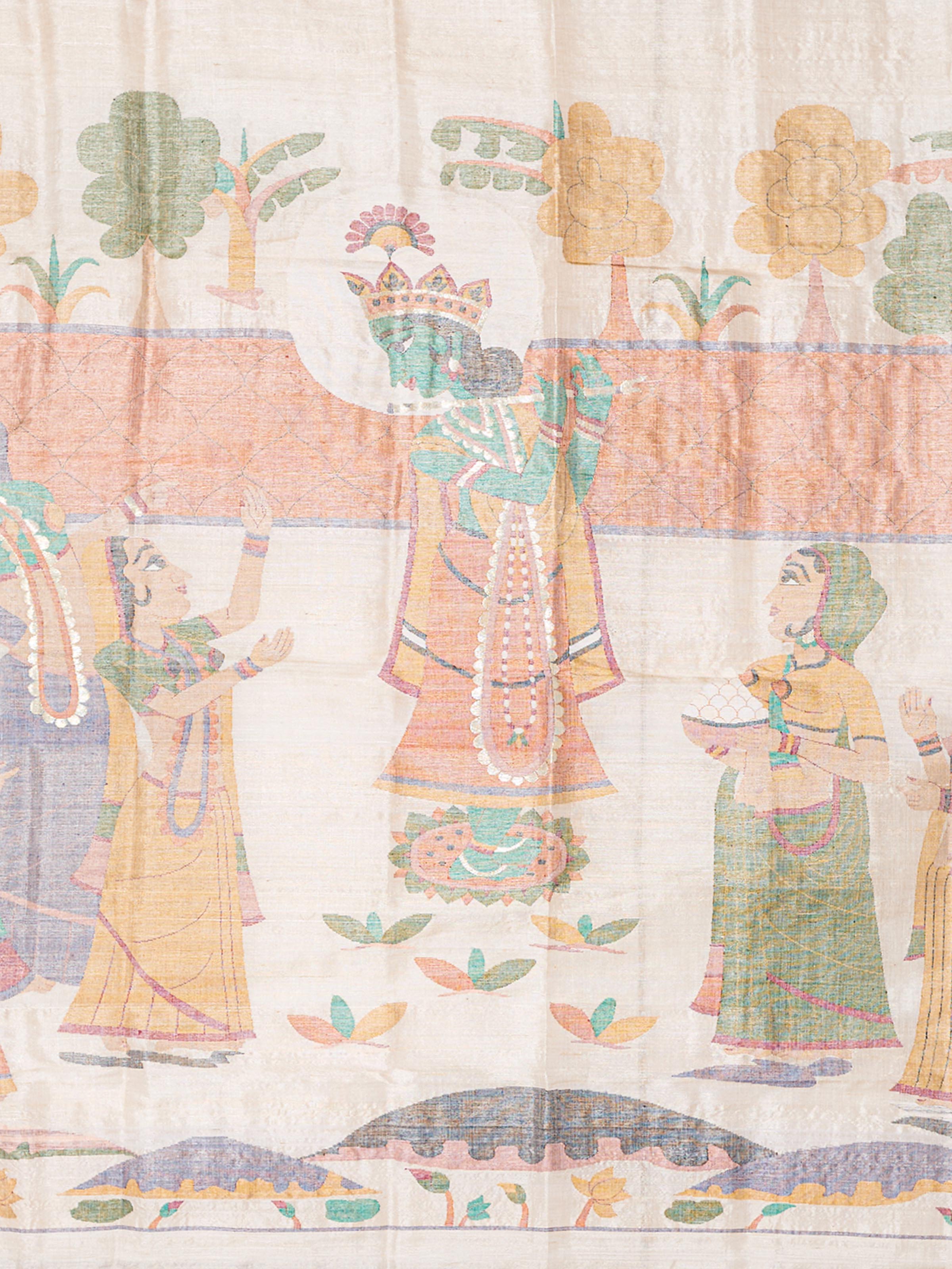 Krishna with Gopis Jamdani Wall Hanging
