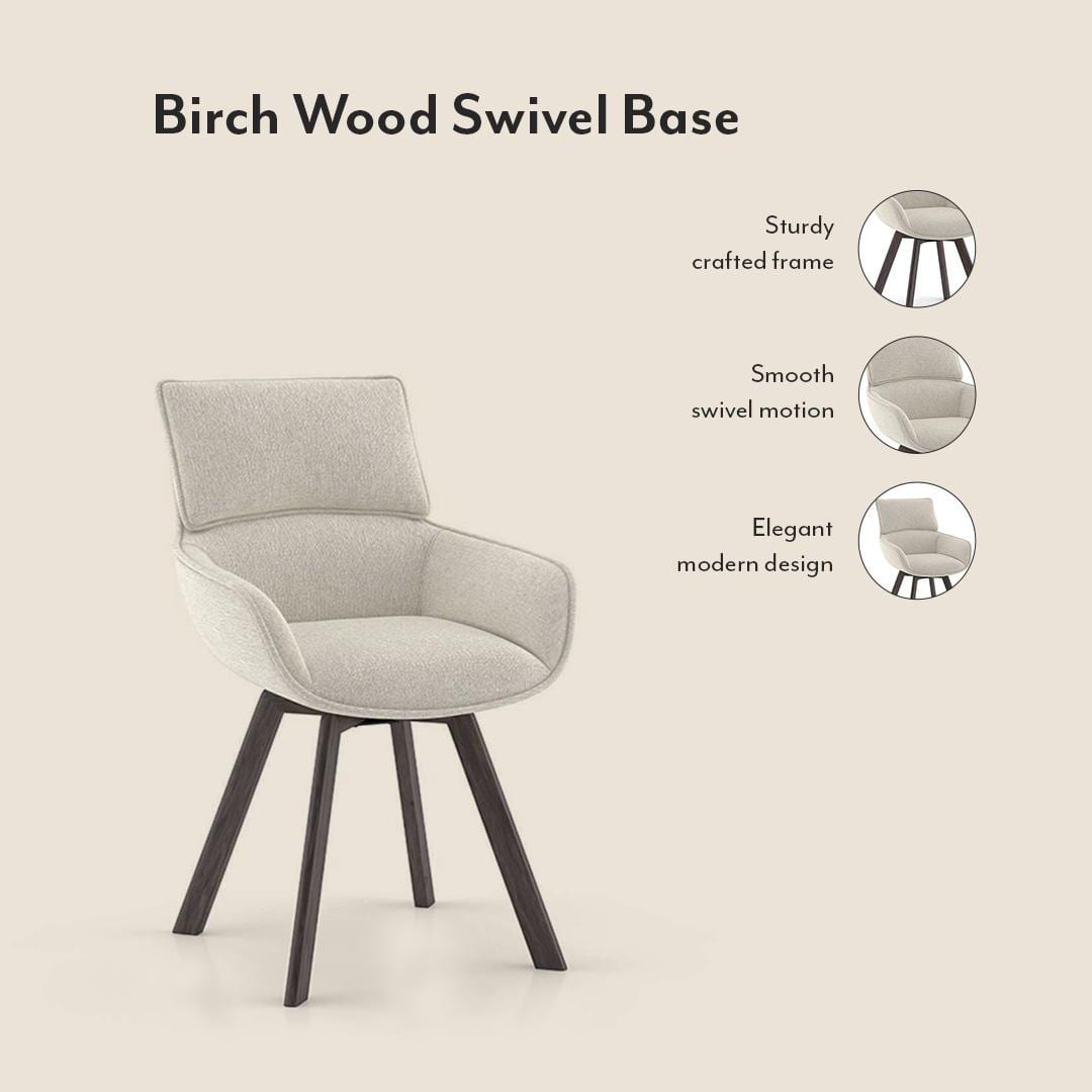 Atlas Solid Wood 4 Seater Dining Table With Set Of 4 Bren Swivel Dining Chair