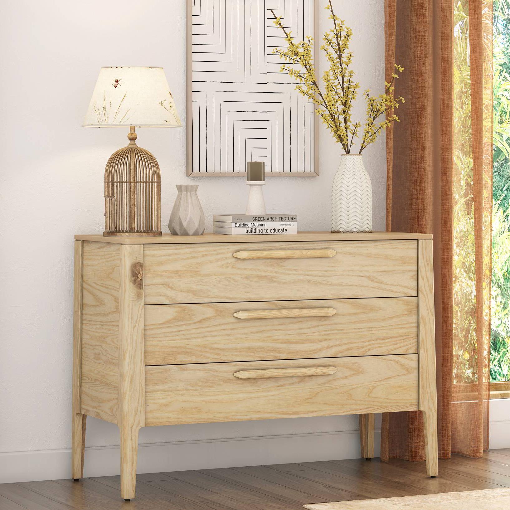 Faye Solid Wood Chest Of Drawers In Natural White Ash Finish