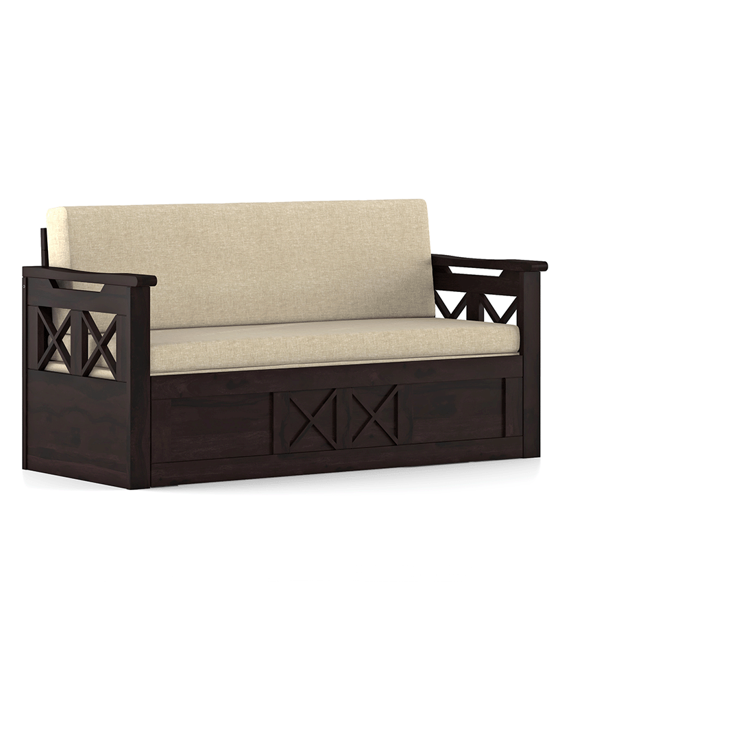 Bram 3 Seater Pull Out Sofa cum Bed In Macadamia Brown Colour