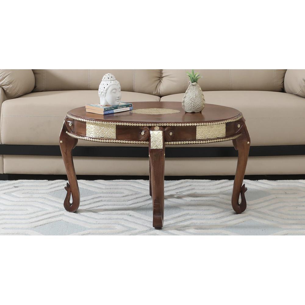 Soundarya Solid Wood Coffee Table In Walnut Finish