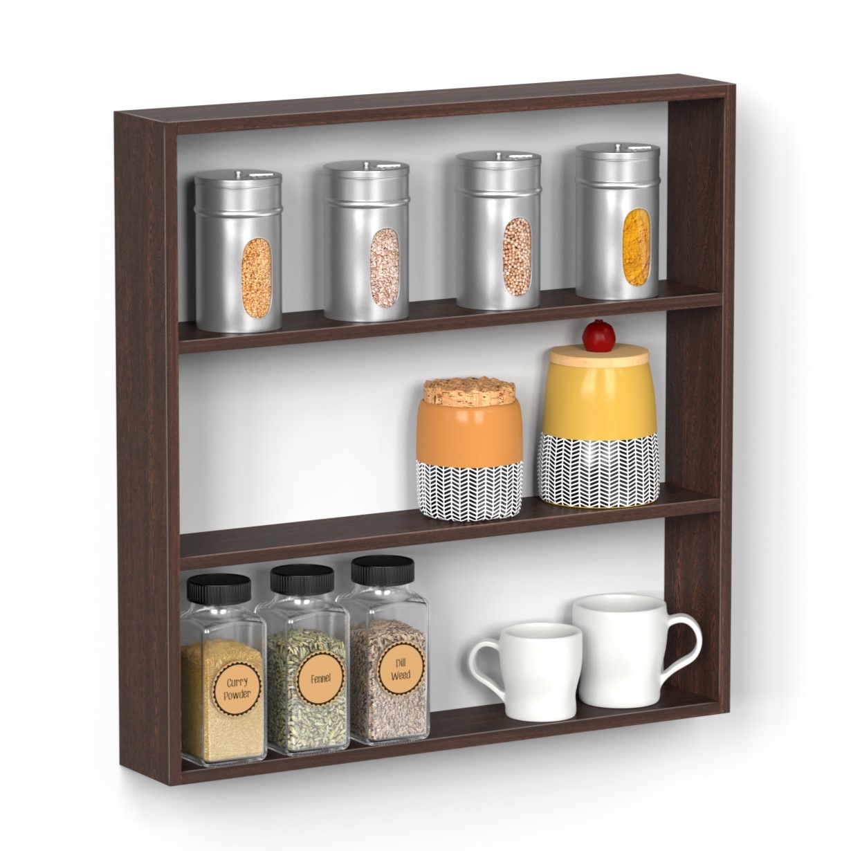 BLUEWUD Jasden Engineered Wood Multipurpose Kitchen Storage Rack Shelf (Wenge)