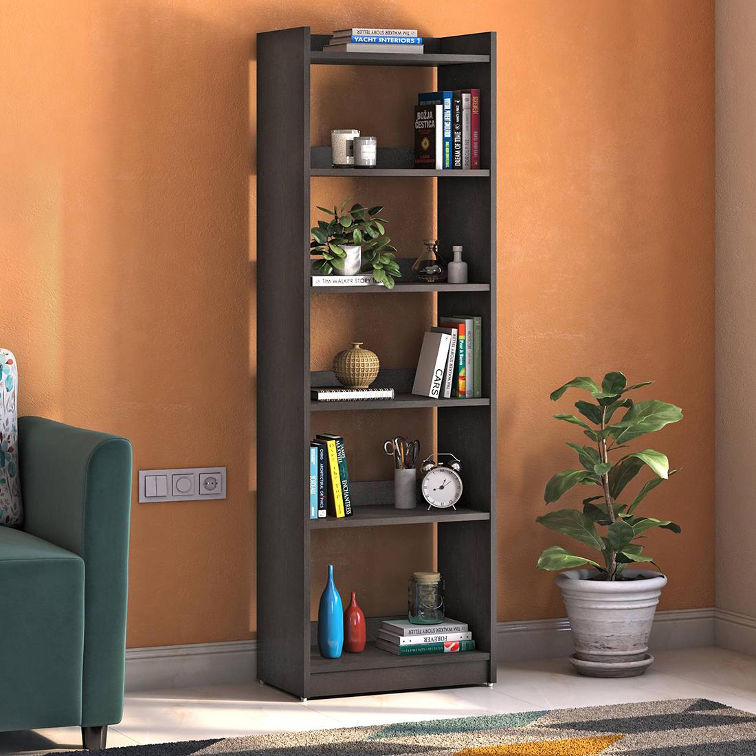 Megan Engineered Wood Bookshelf in Dark Wenge Finish