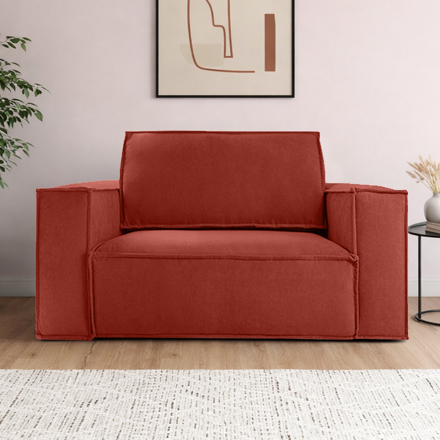 Skult Pull Out Sofa cum Bed in Pink Colour