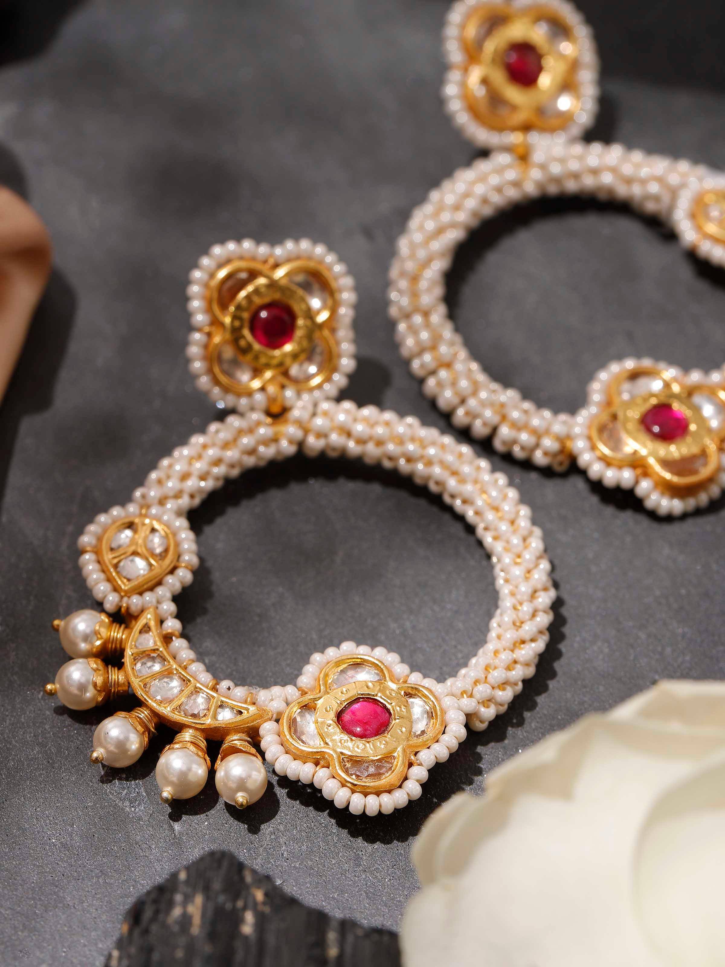 Second lifestyle view of Silver Smithing chandbalis paired with festive outfit, capturing elegant ethnic charm.