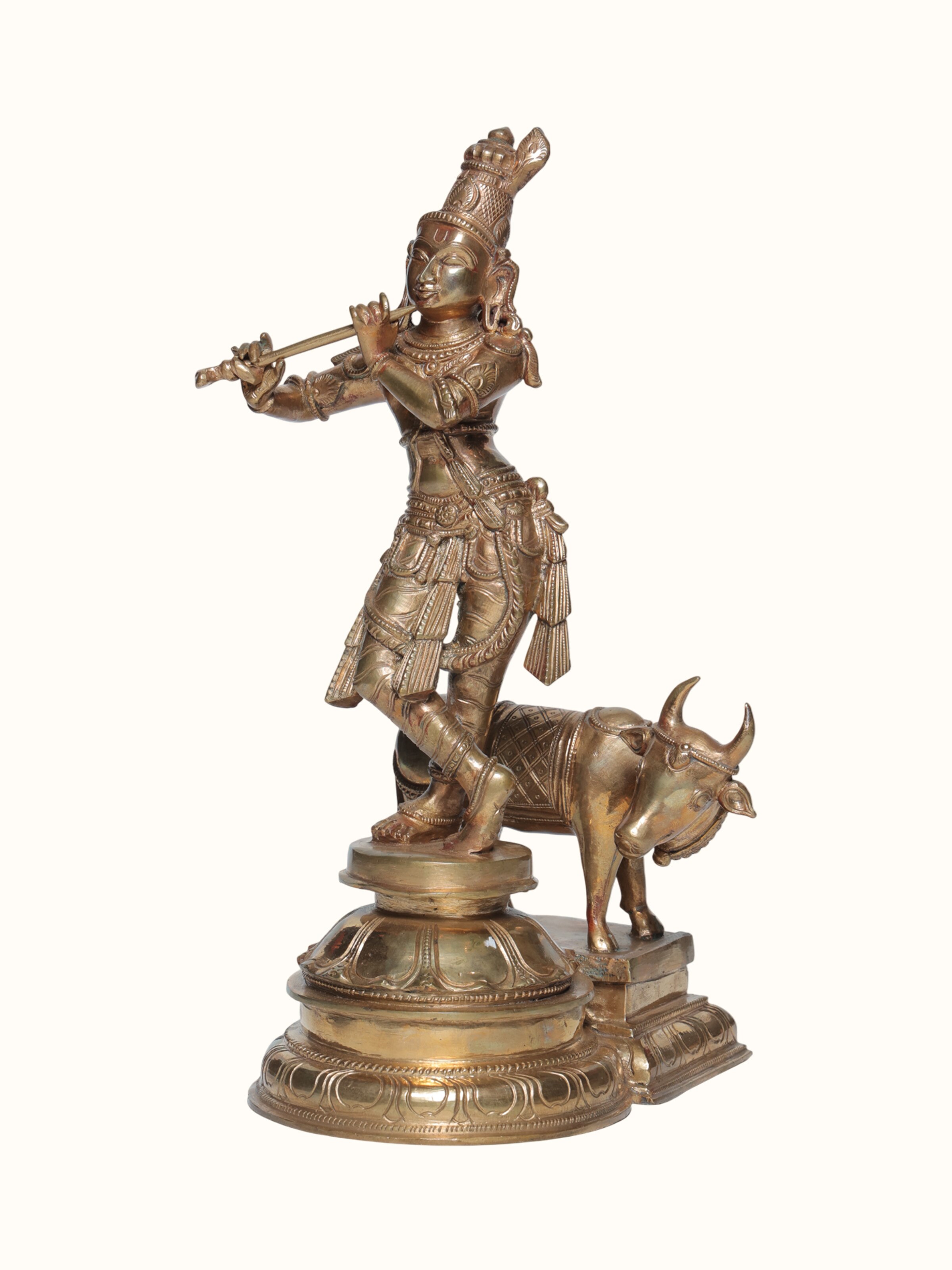 Bronze Cast Cow Krishna Idol