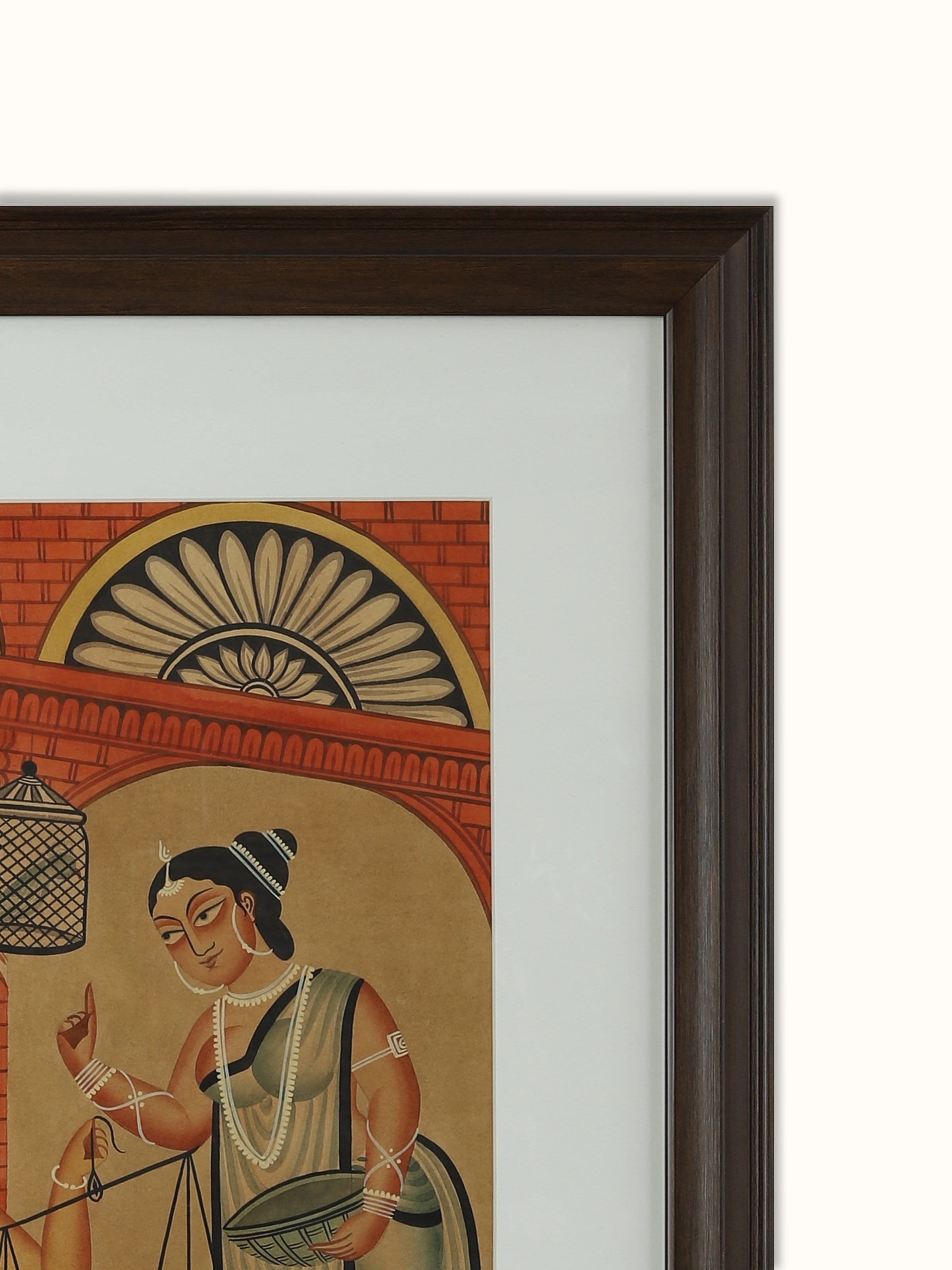 Detail shot of Negotiation Scene Kalighat Painting