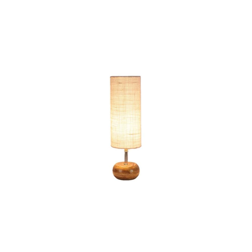 Nellie White Natural Fiber Shade Table Lamp with Natural Wooden Base