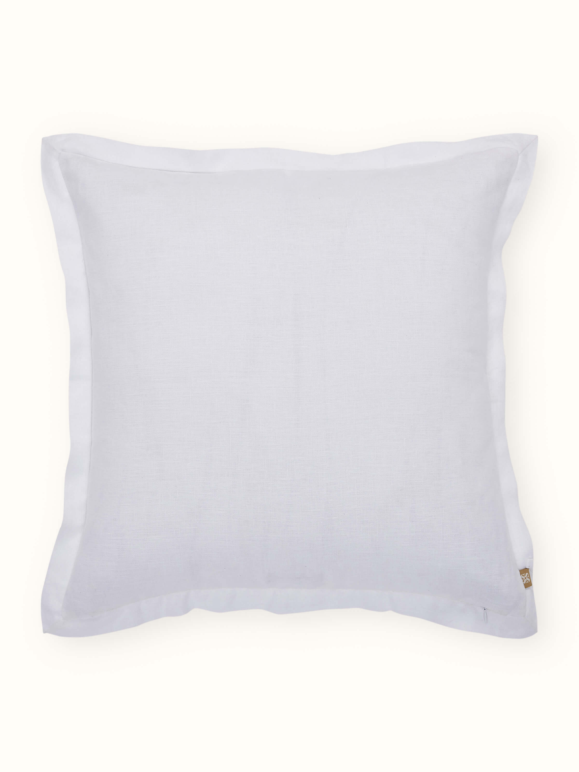 Razza White Carnation Buta Linen Kashmir Chain Stitch Hand Embroidery Cushion Cover