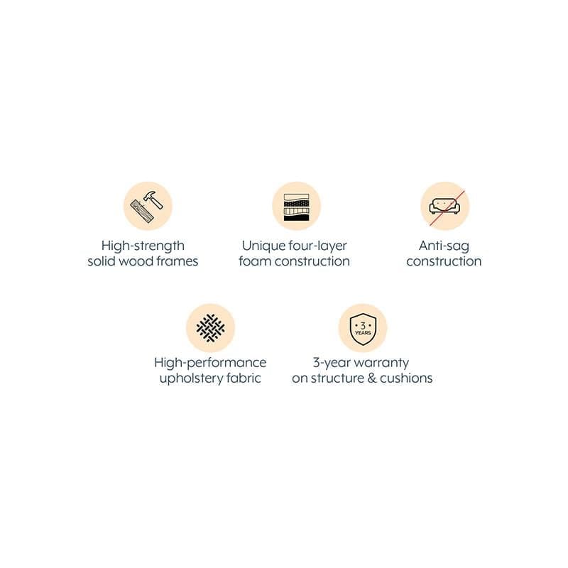 Winchester Premium 4 Seater Fabric Sofa in Pebble Grey Colour