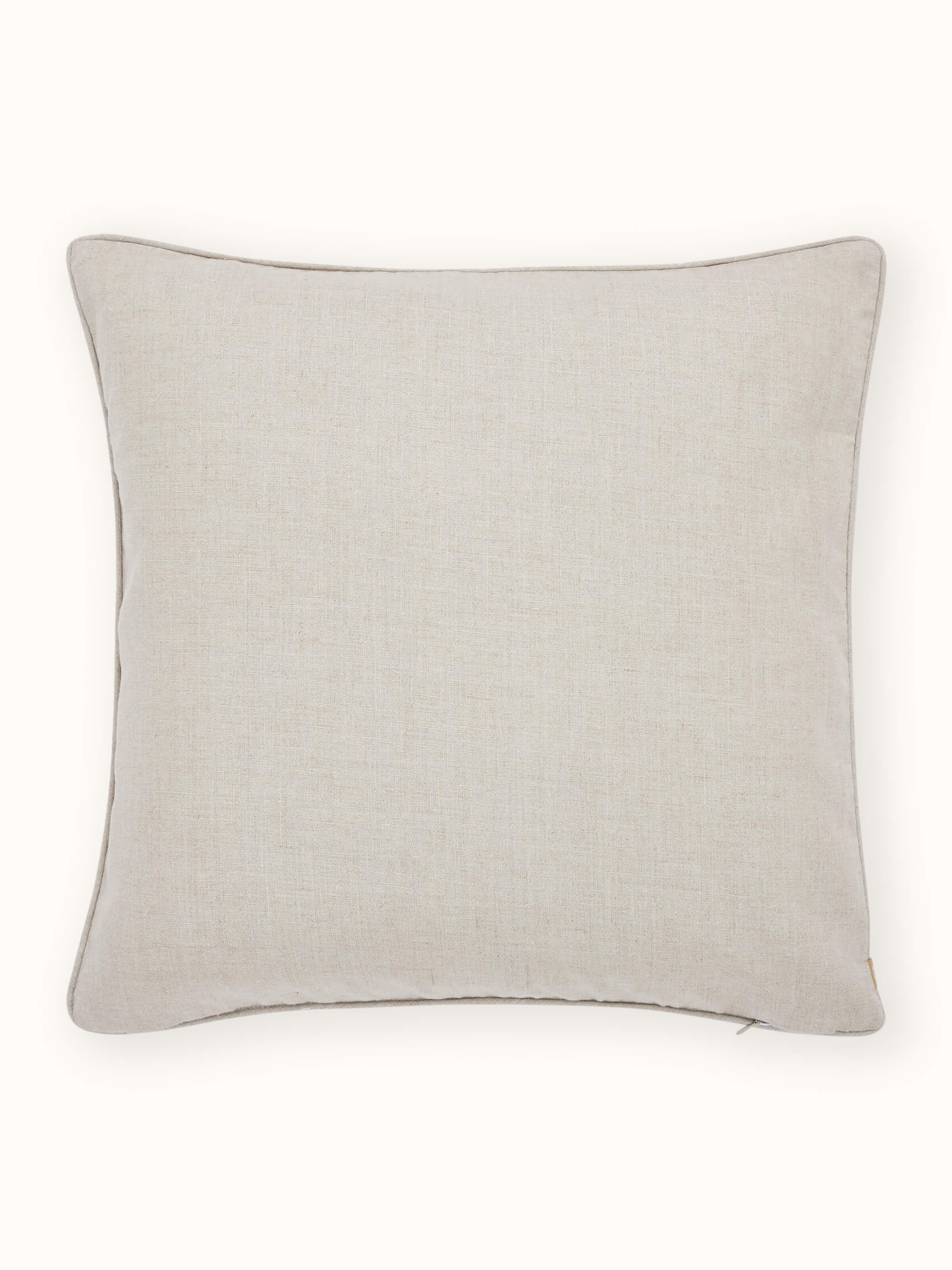 Mansur Peach All-over Linen Kashmir Chain Stitch Hand Embroidery Cushion Cover