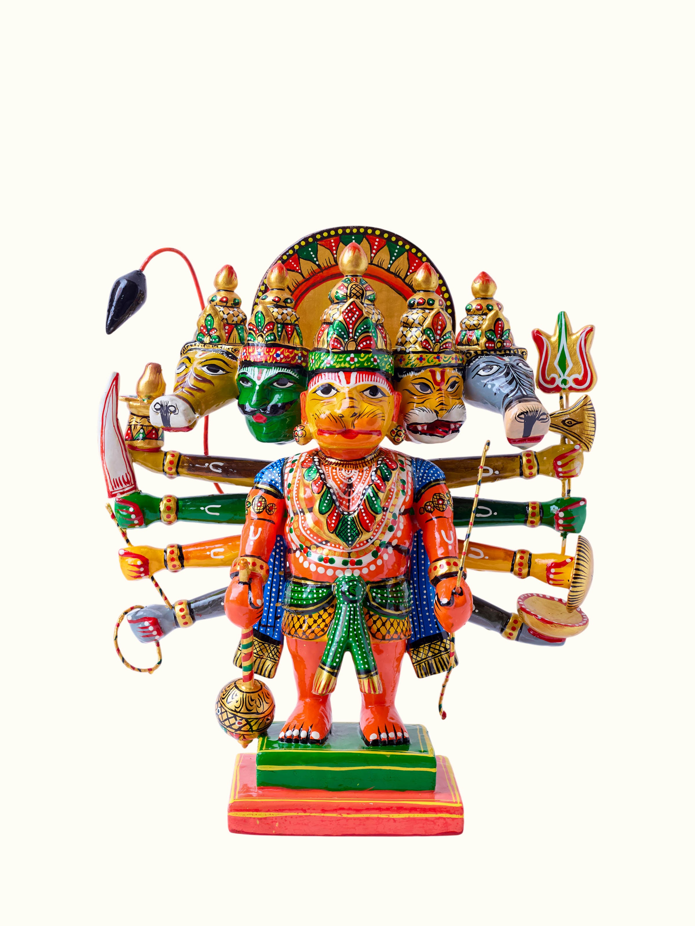 Wooden Panchmukhi Hanuman Idol