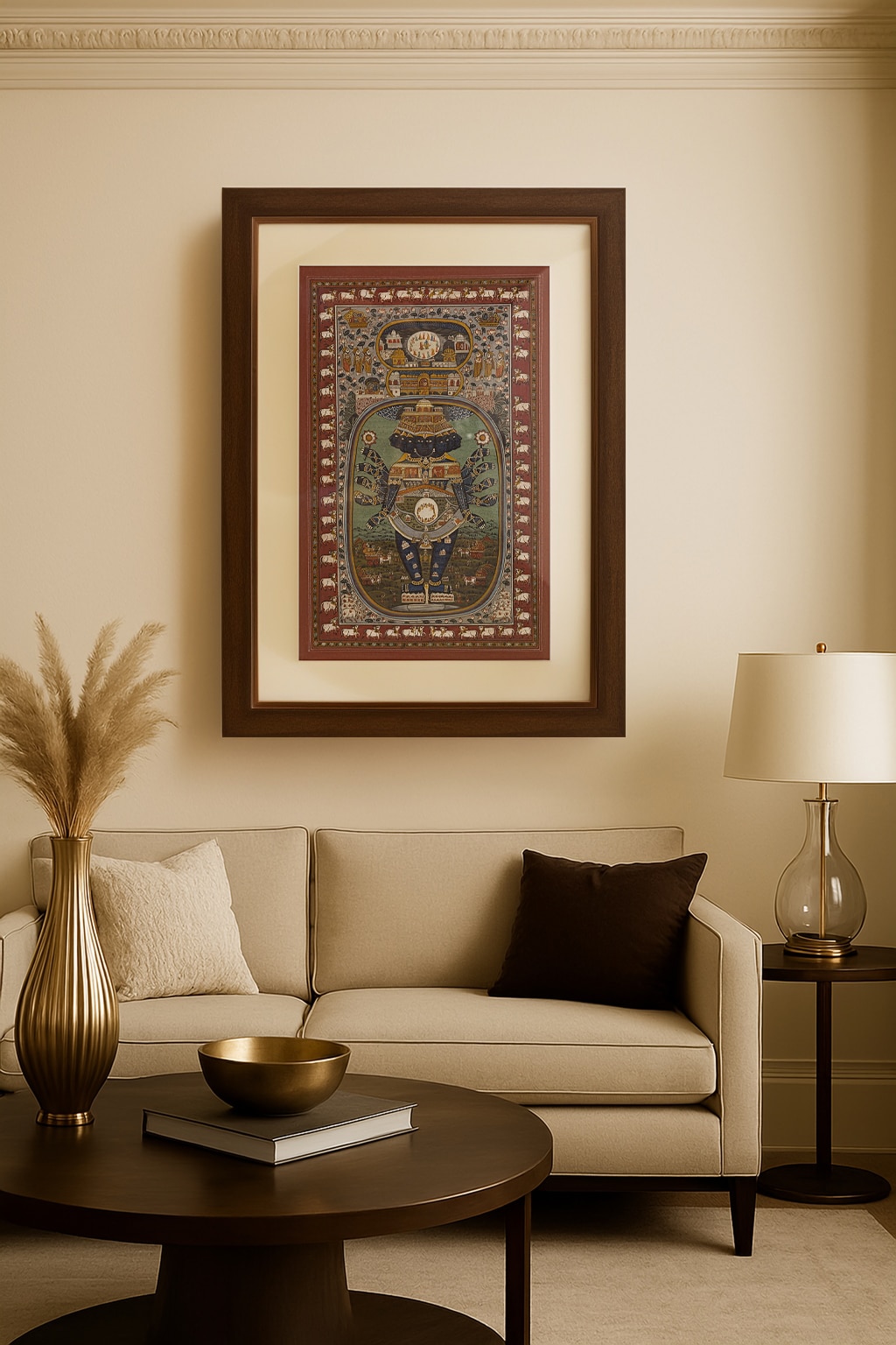 Pichwai Vishnu Ji Swaroop painting in traditional Indian devotional art style