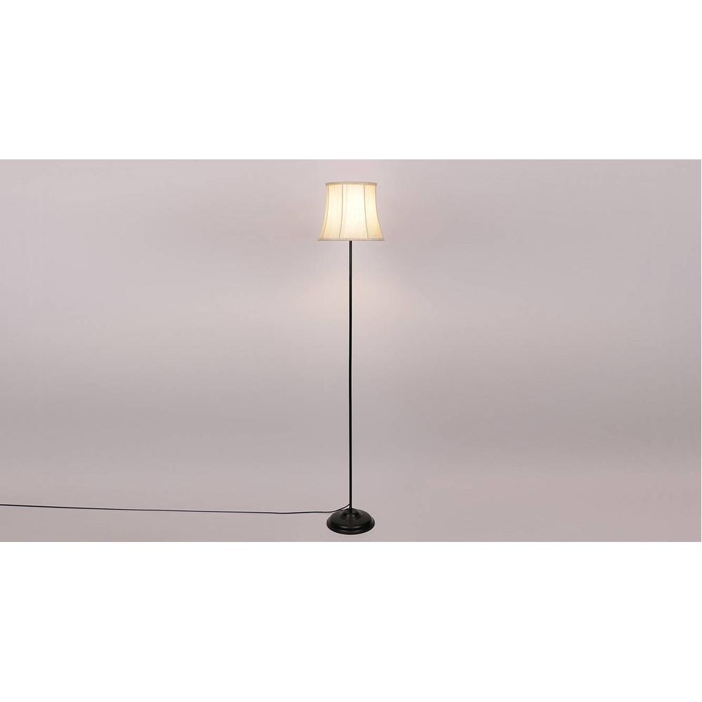 Rupert Black Cotton Shade Floor Lamp