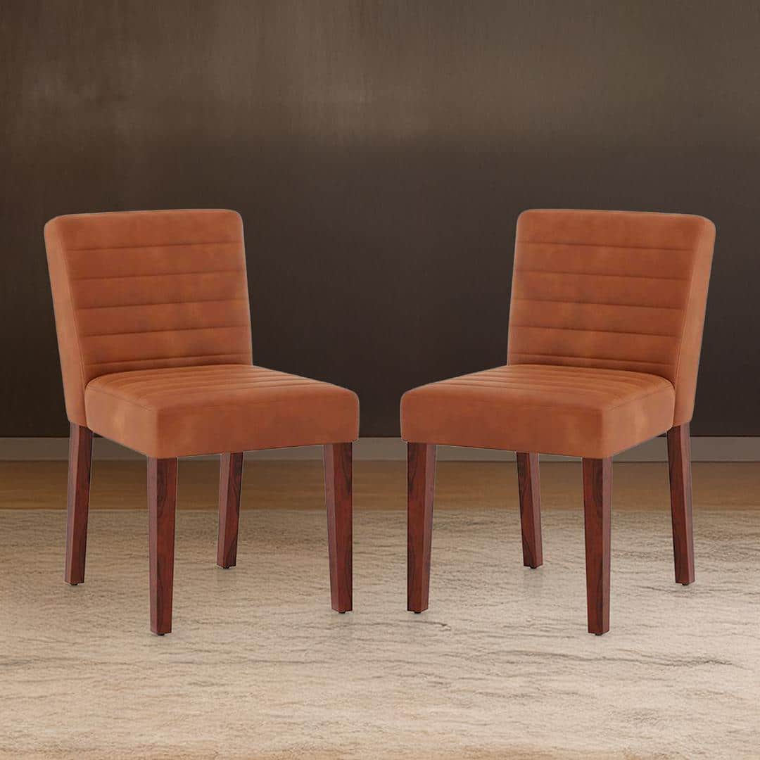 Ludo Upholstered Dining Chair In Tan Leatherette Colour