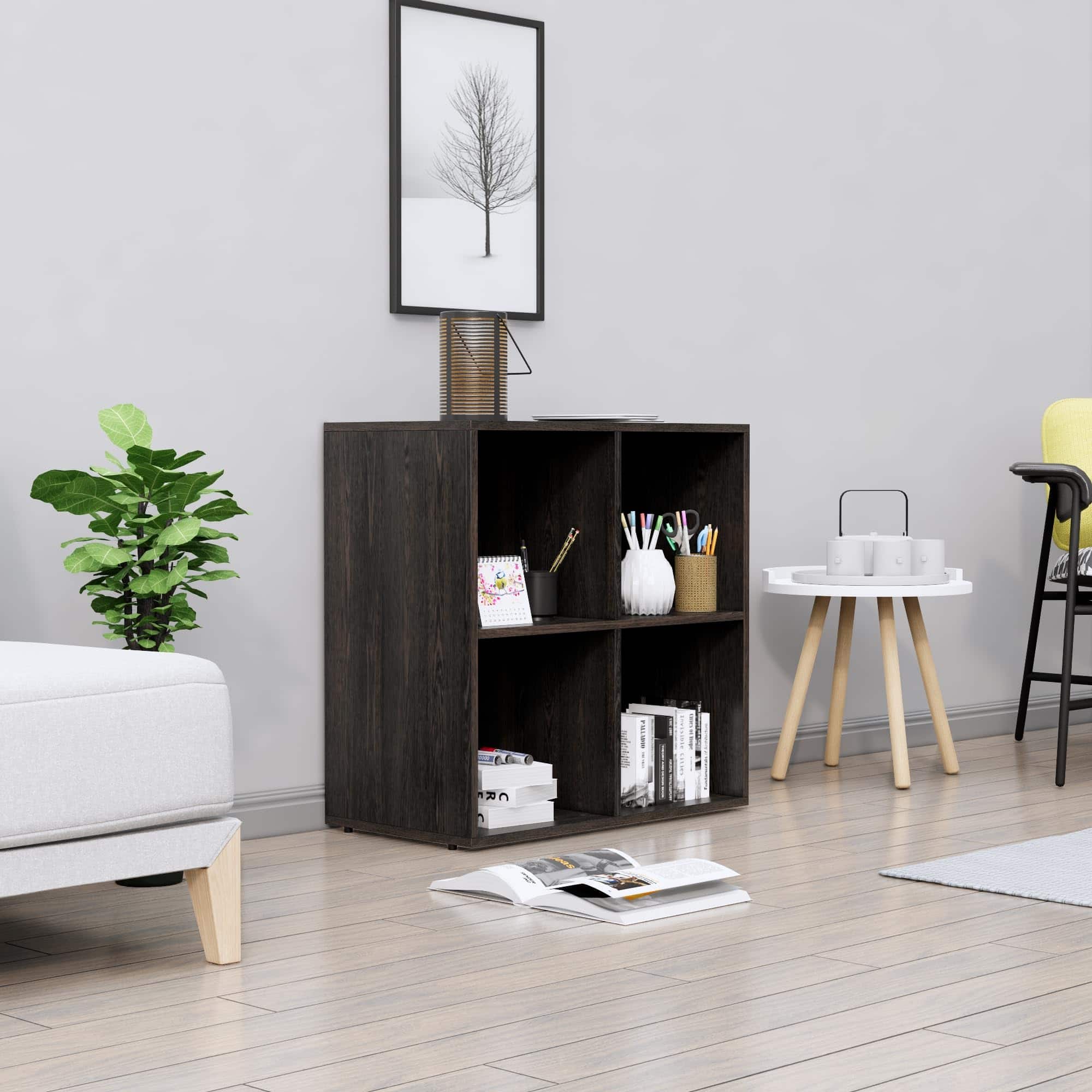 Hexa Engineered Wood Bookshelf Multipurpose Storage Rack in Flower Wenge Colour - HexaRed