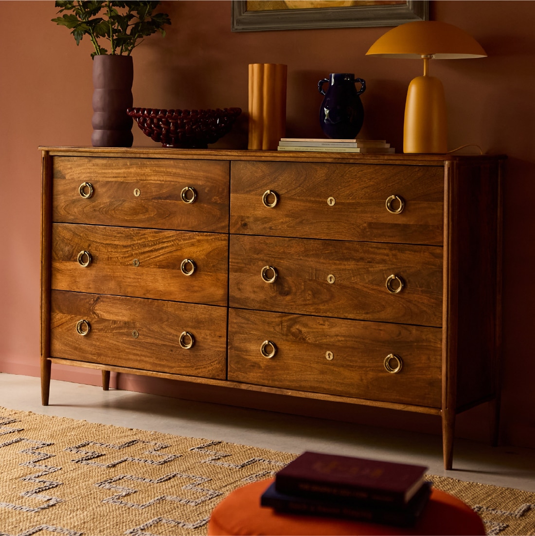 Reyna Solid Wood Chest of Drawers in Brown Colour - Orange Tree