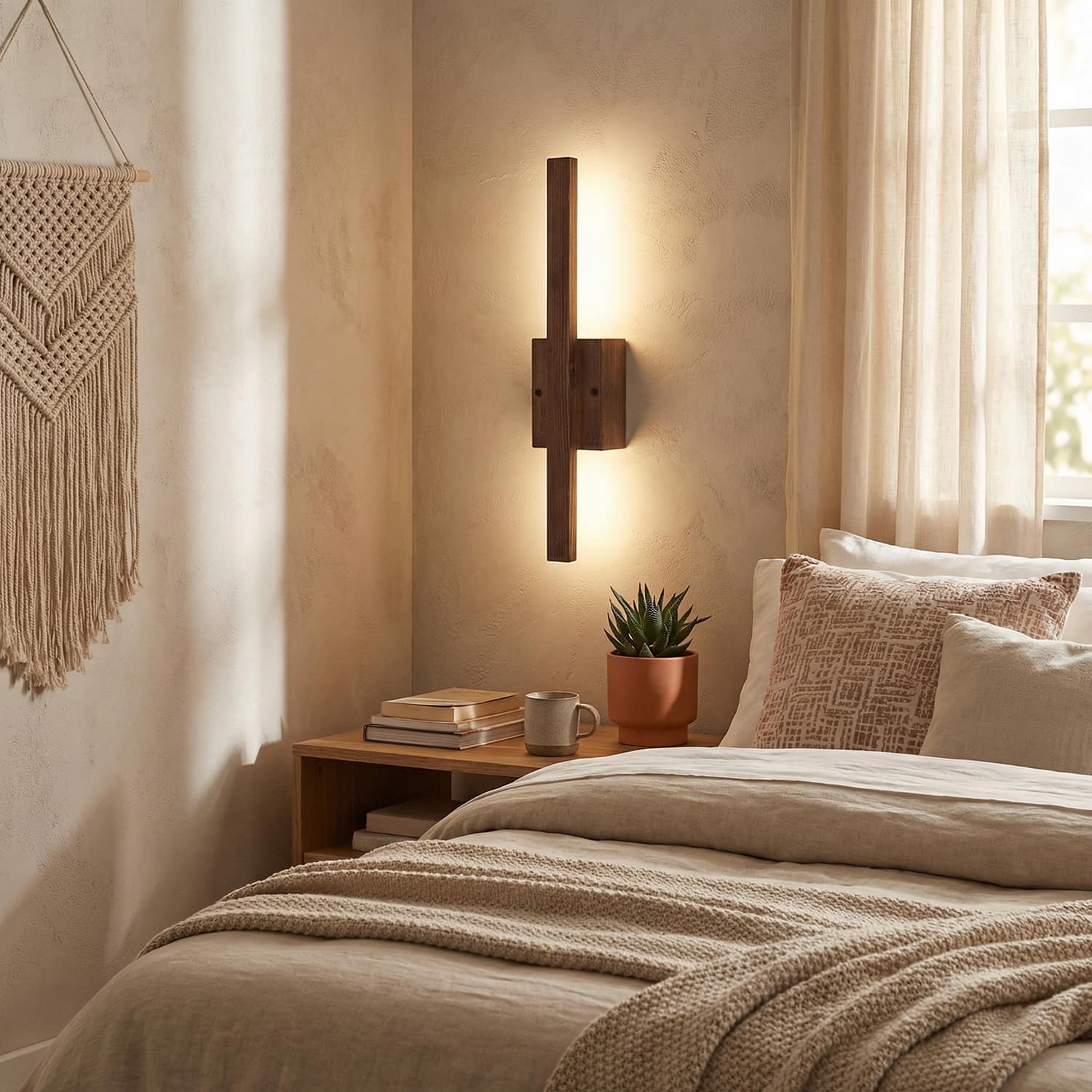 Lineo Brown Solid Wood Wall Lights