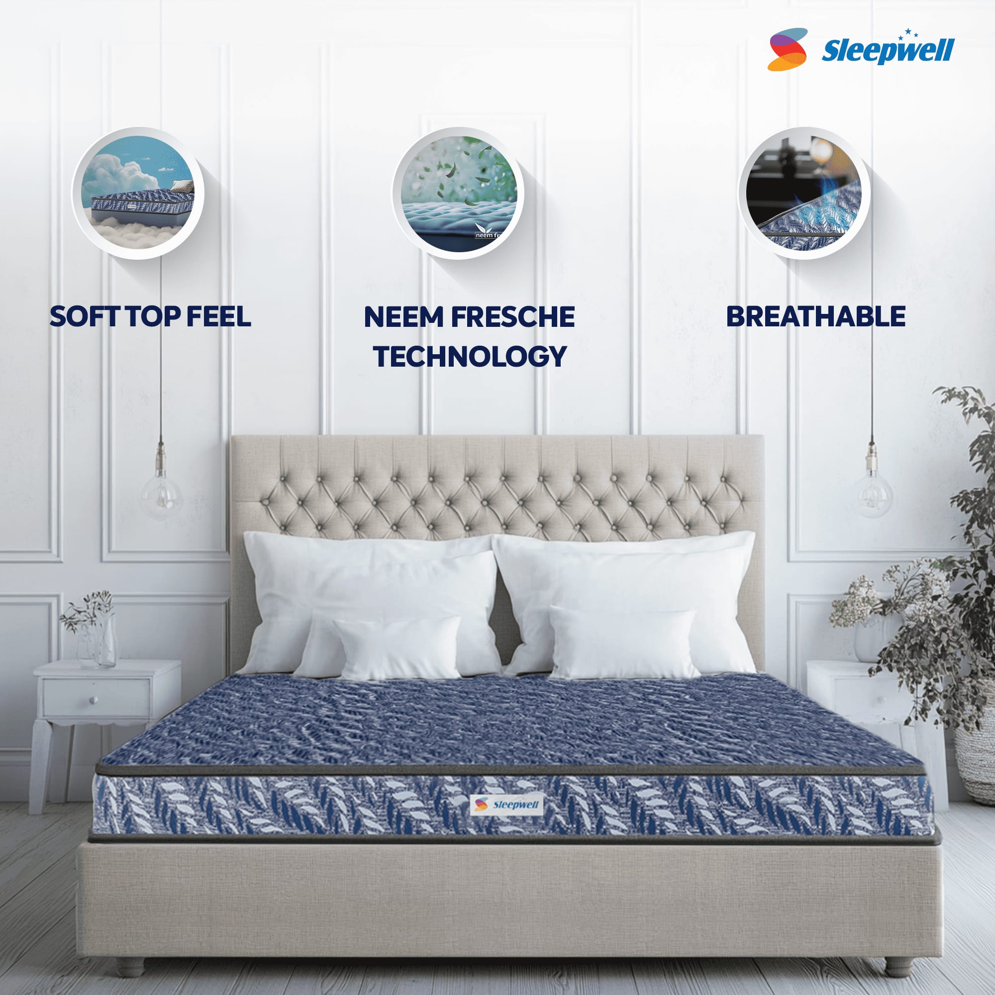 Sleepwell Utsav Comfort Regular, Quiltec Foam 4 inch Single High Resilience (HR) Foam Mattress (L x W: 75 inch x 36 inch)