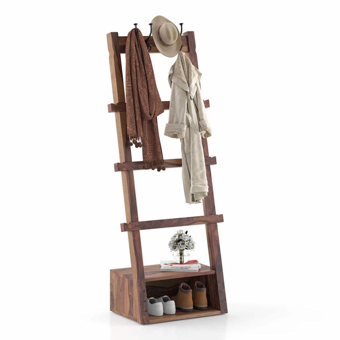 Alfred Coat Rack in Teak Finish