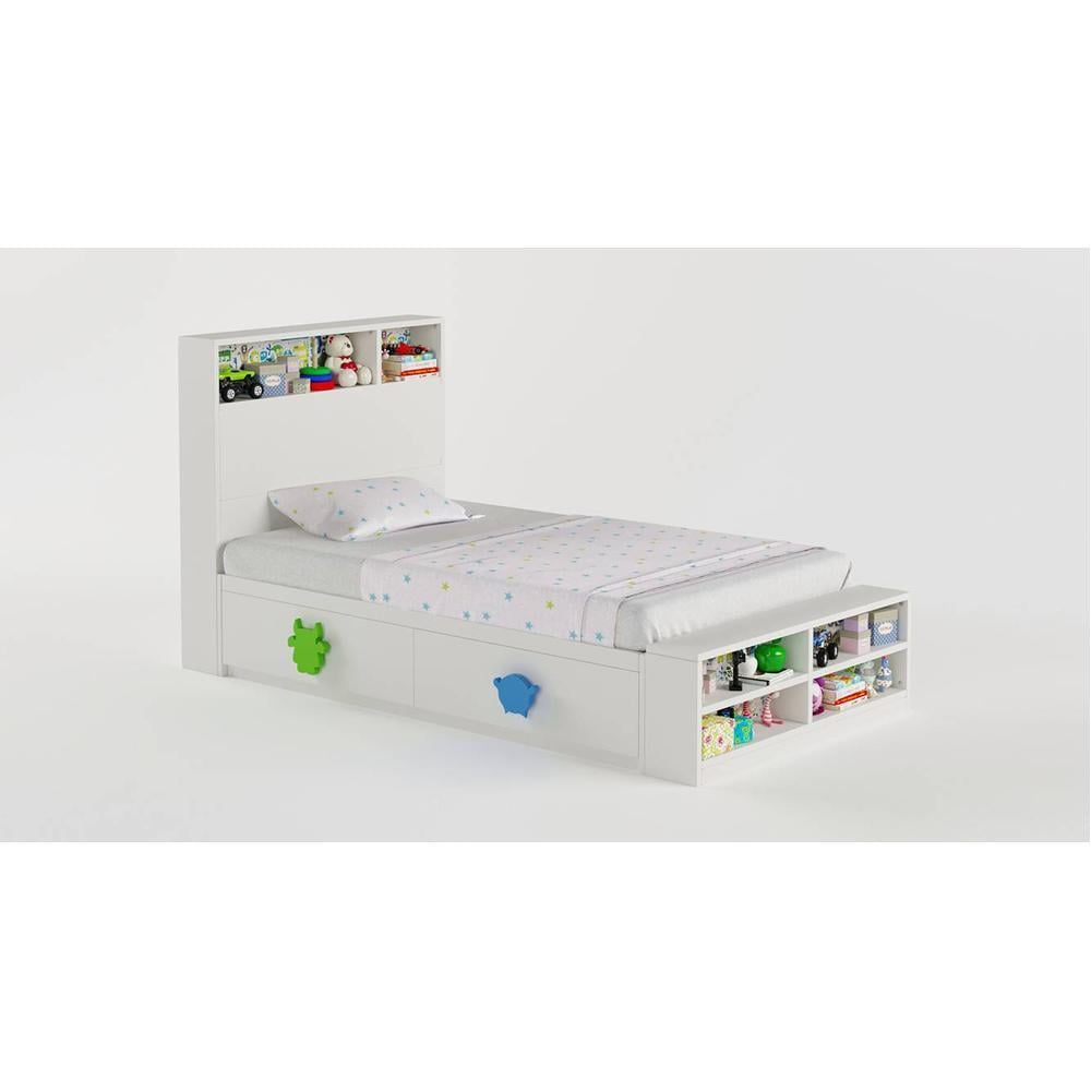 Optimus Prime Engineered Wood Box Storage Bed in Yellow Colour